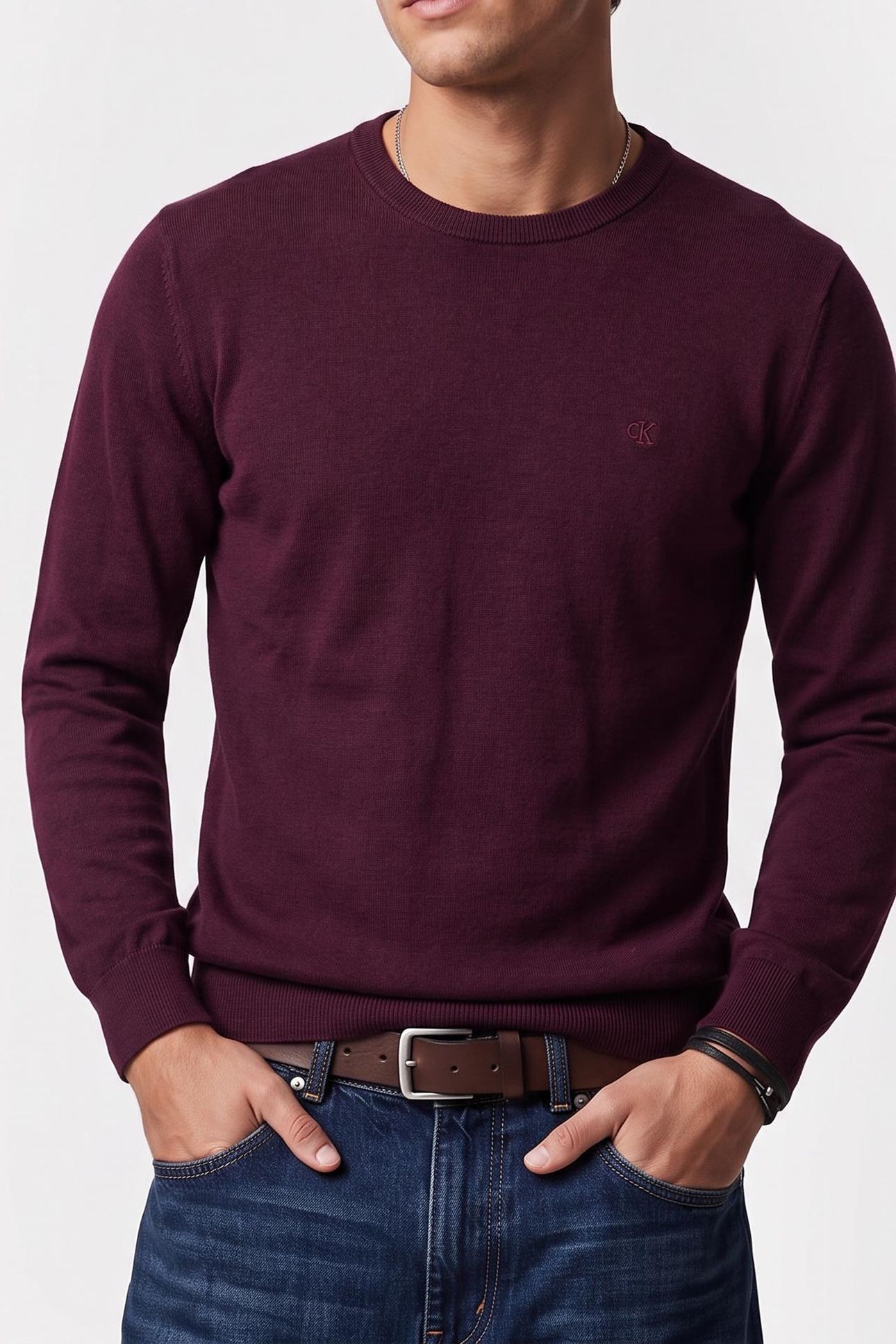 LS SUPIMA COTTON CREWNECK PASSION PLUM 1