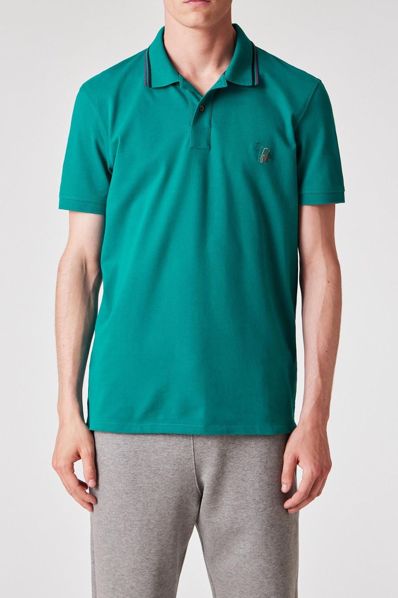 MENS REG FIT POLO ZEB EMB PETROL GREEN 1