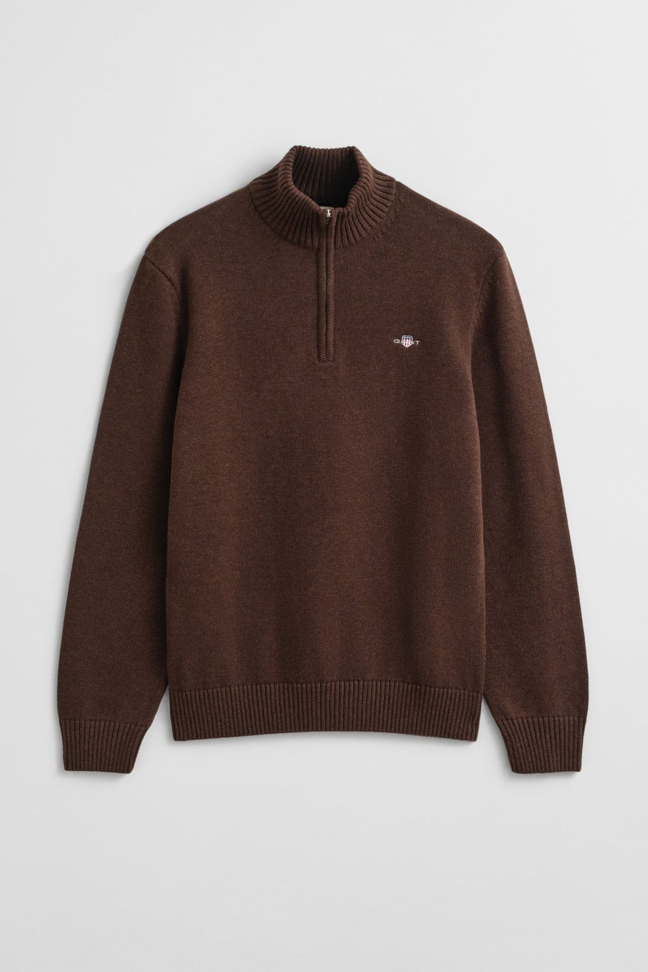 COTTON KNIT HALF-ZIP SWEATER BROWN MELANGE 4