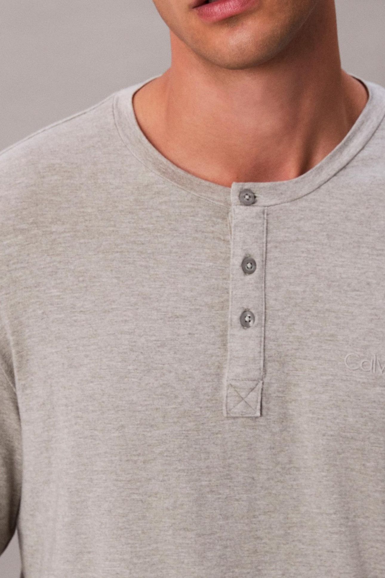 MODAL L/S HENLEY GREY HEATHER 10