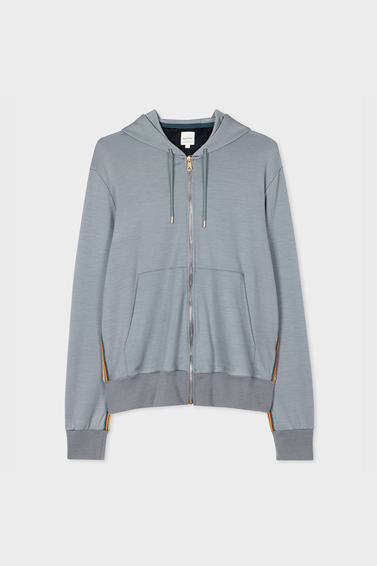 MENS ZIP THROUGH TAPED SEAM HOODIE GREYISH BLUE 5