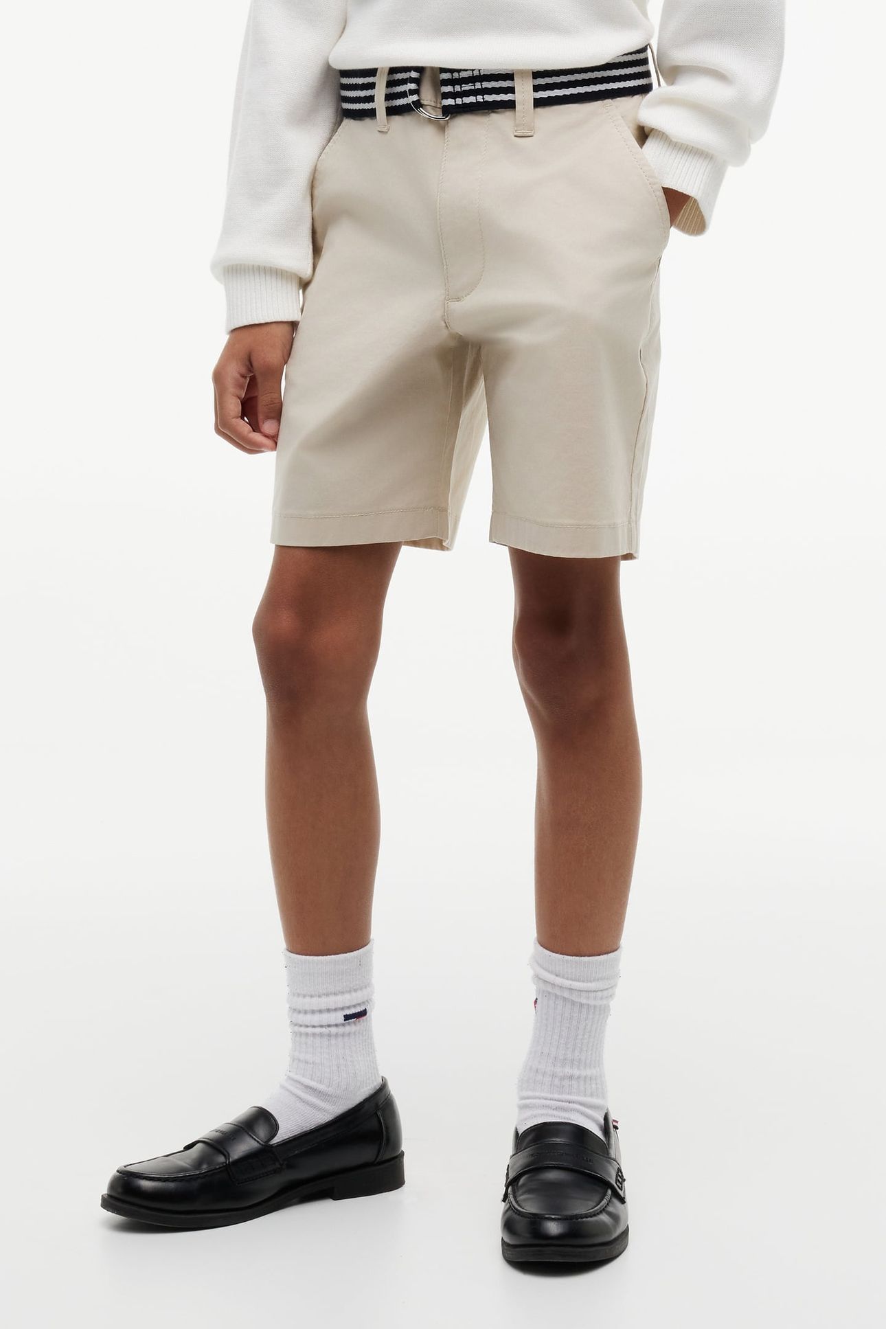 BOYS BAGGY CHINO BELTED SHORT CLASSIC BEIGE 1