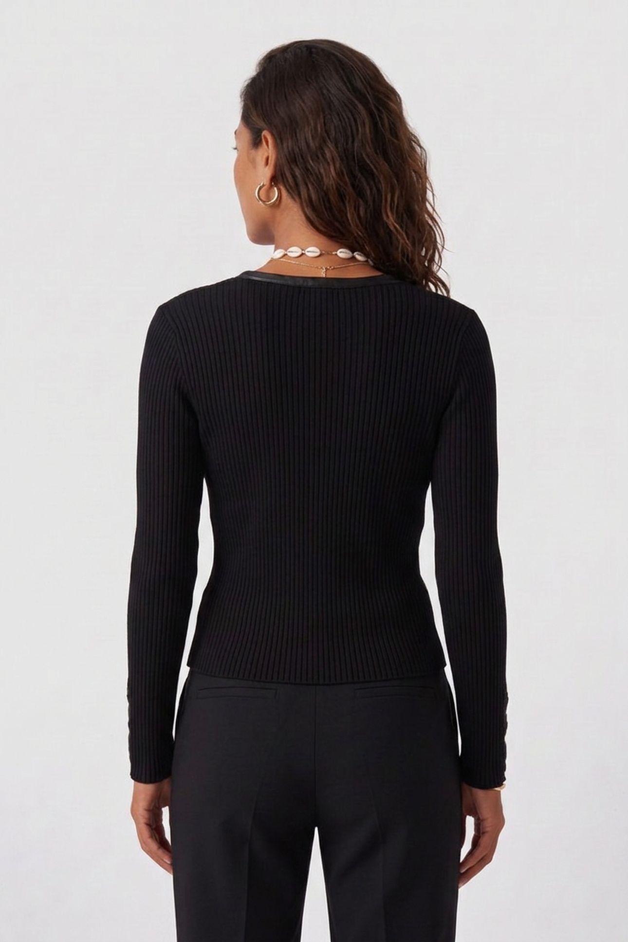BONDAGE LACING WOOL CARDIGAN BLACK 2