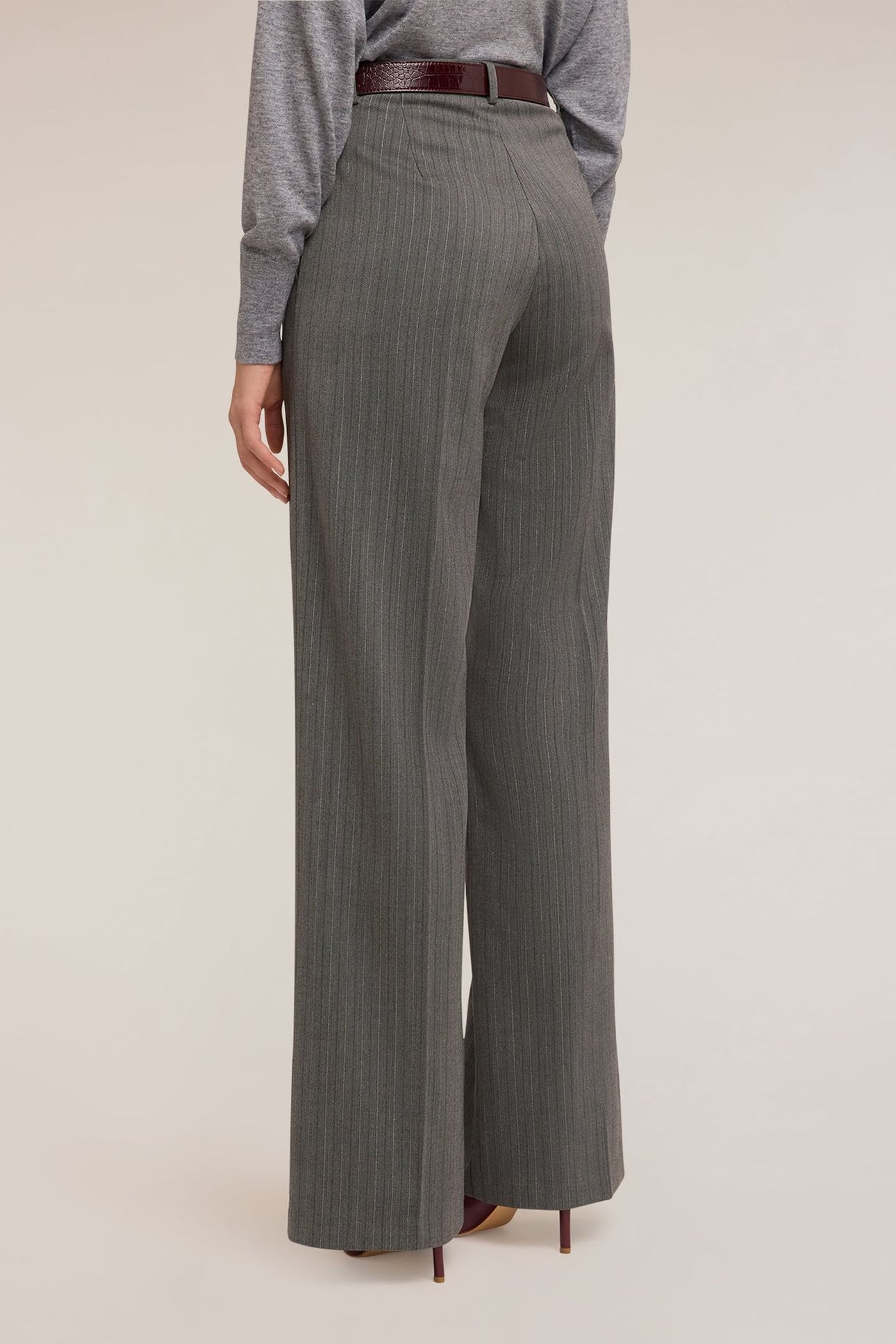 PINSTRIPED PALAZZO PANTS WITH LUREX GREY 3