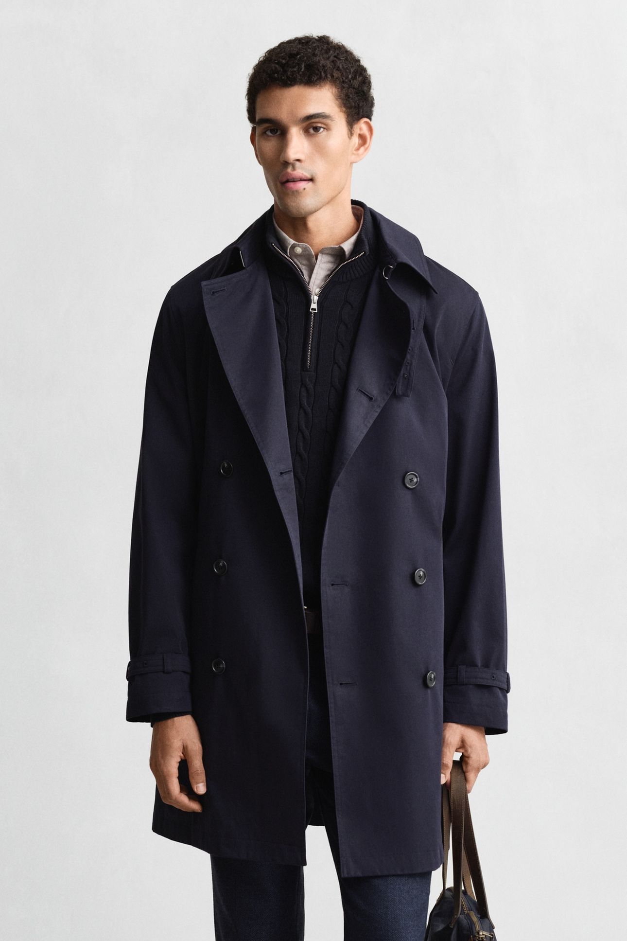 COTTON BLEND TRENCH COAT EVENING BLUE 1