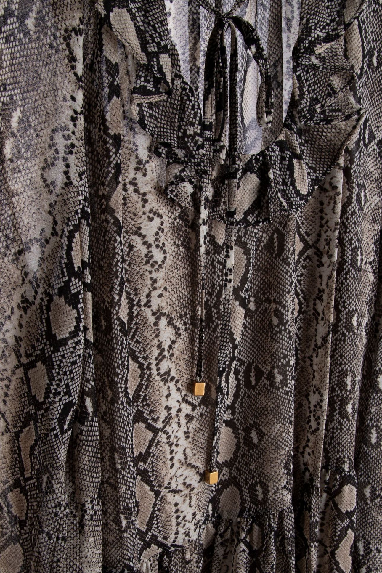 SNAKE RUFFLE NECK CAFTAN SOFT ECRU 4