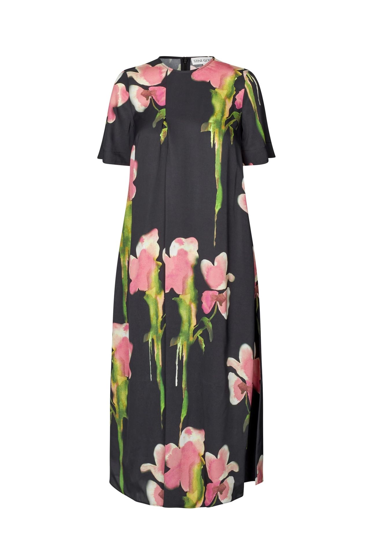 FLOWY SHORT SLEEVE MIDI DRESS MELTING FLOWERS 3