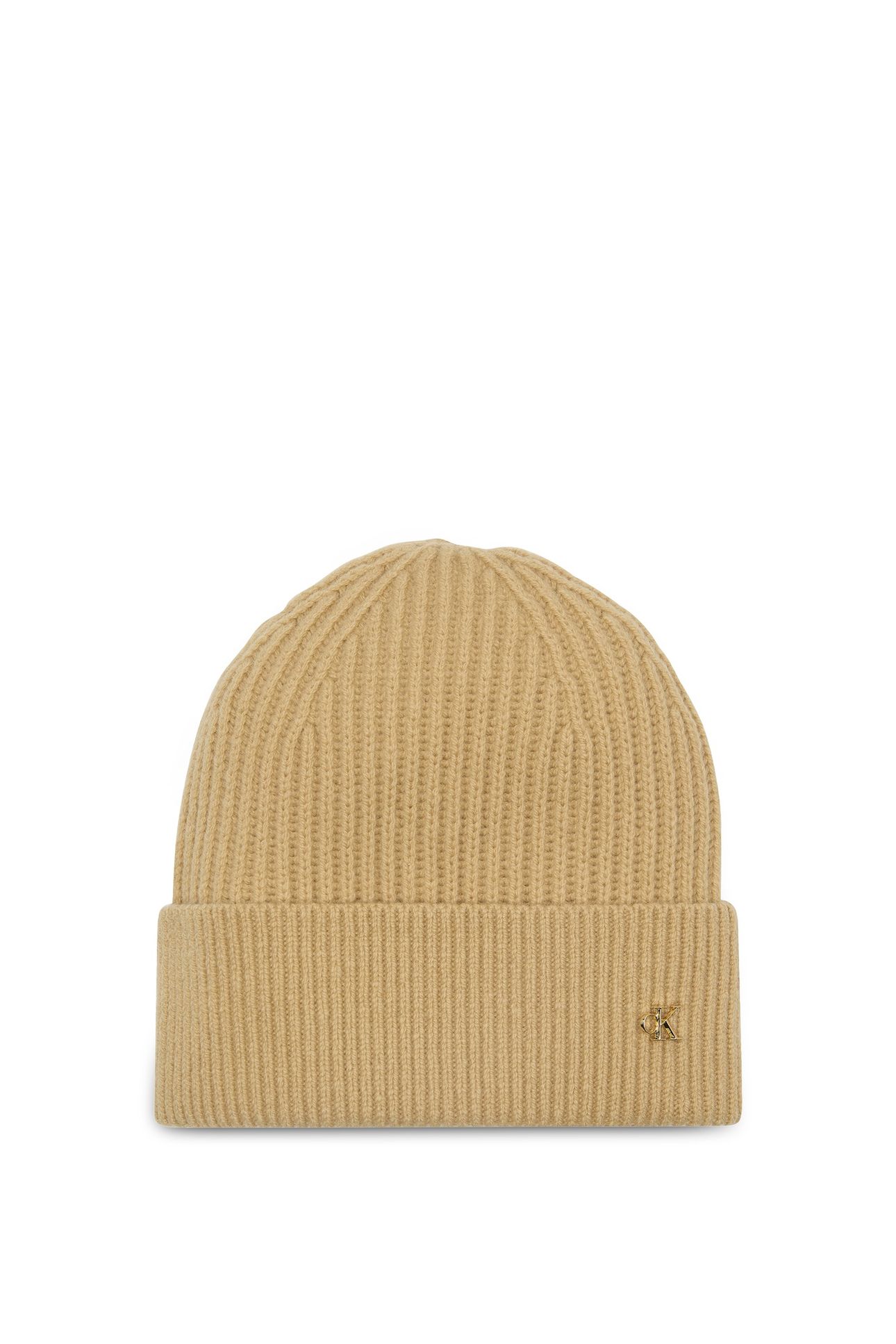 CK METAL WOOL BEANIE BEIGE HEATHER 1