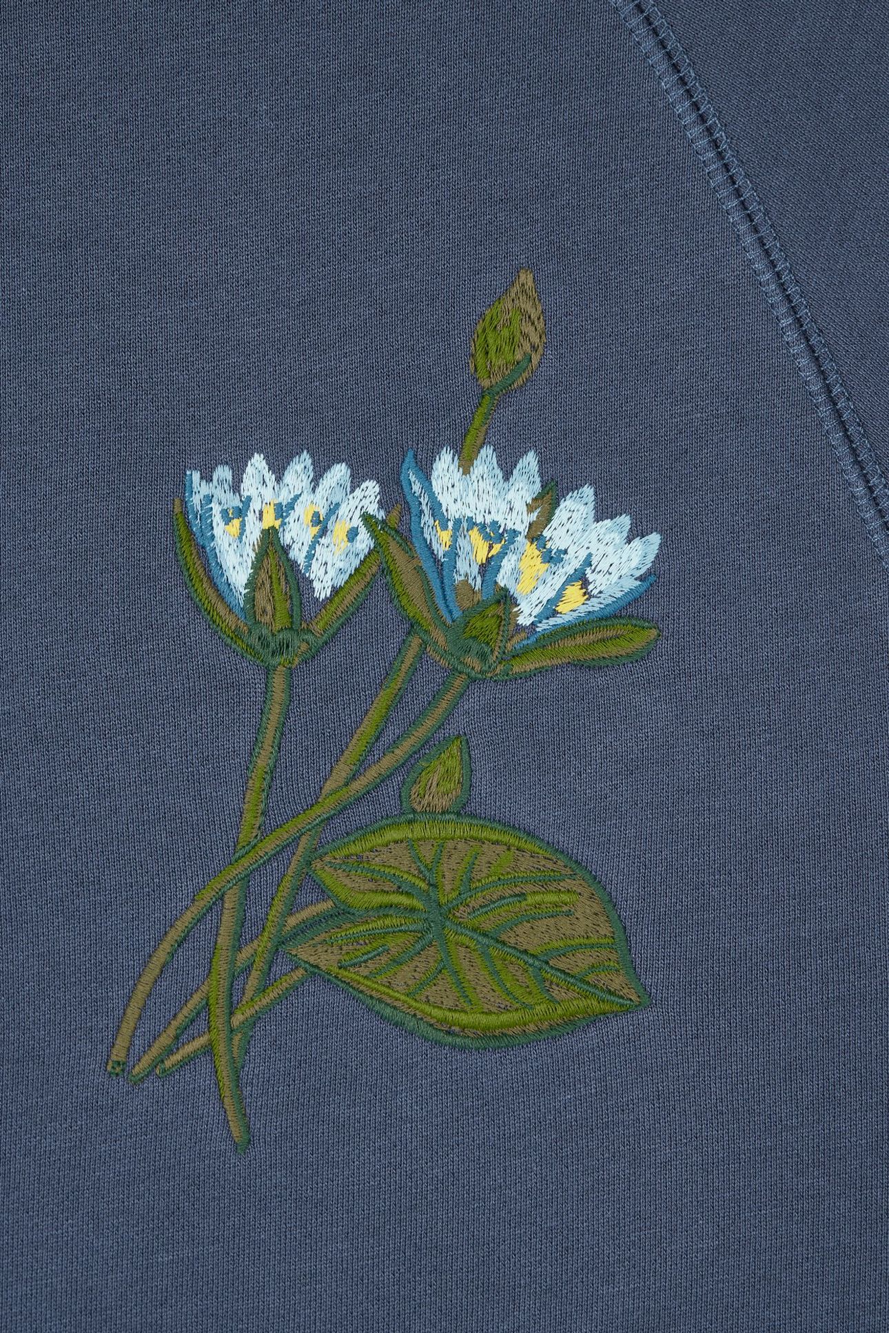 MENS LS SWEATSHIRT FLORAL EMB INDIGO 7