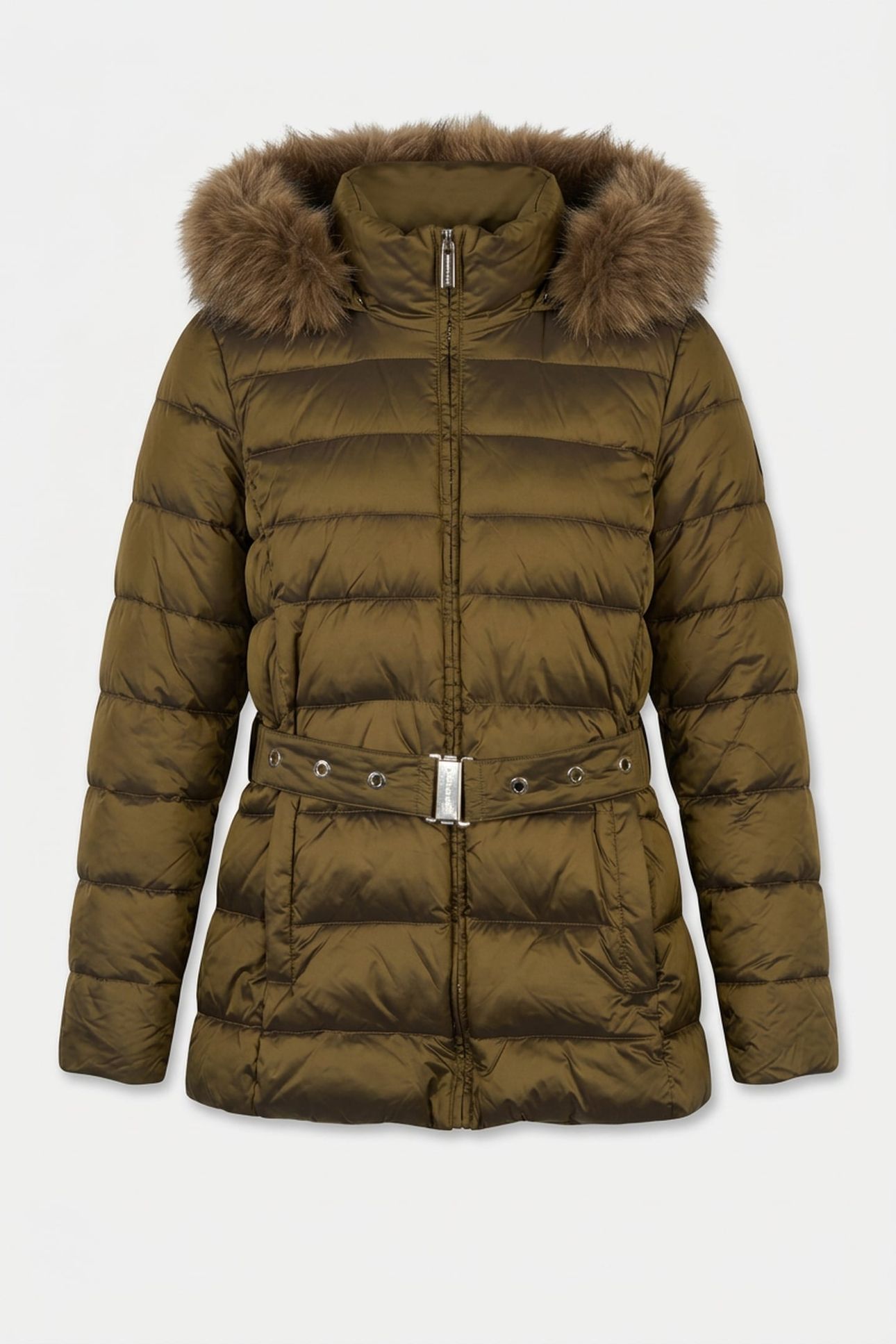 FAUX FUR TRIMMED BELTED PISTACHIO 3