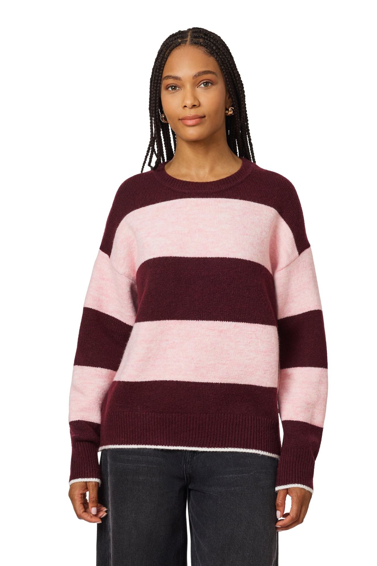 PULLOVER SWEATER FIG/ ROSE DUST HEATHER 1