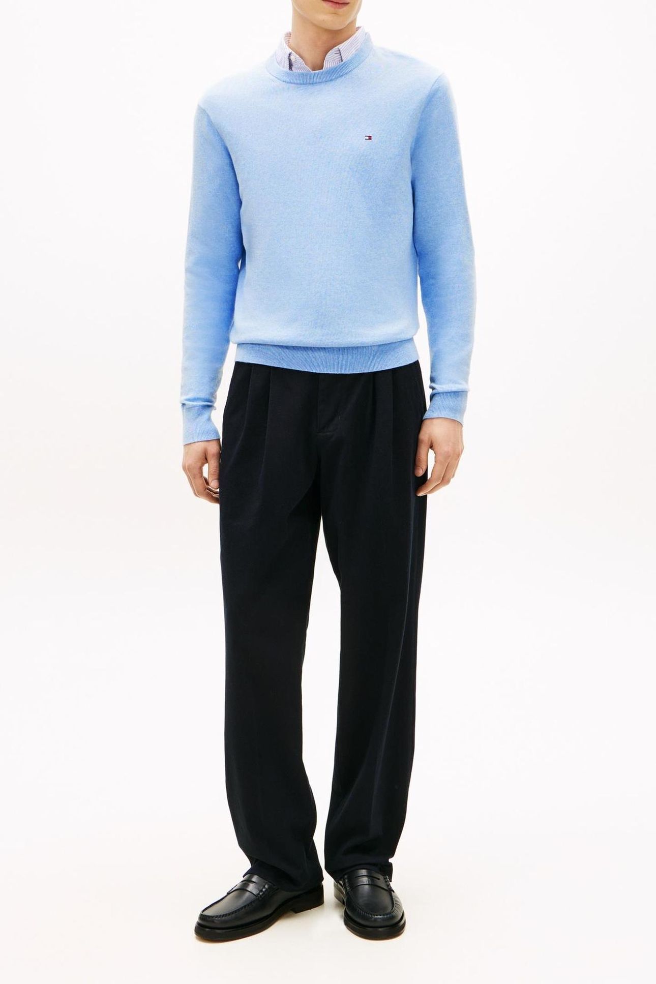 PIMA COTTON CASHMERE SWEATER VESSEL BLUE HEATHER 3