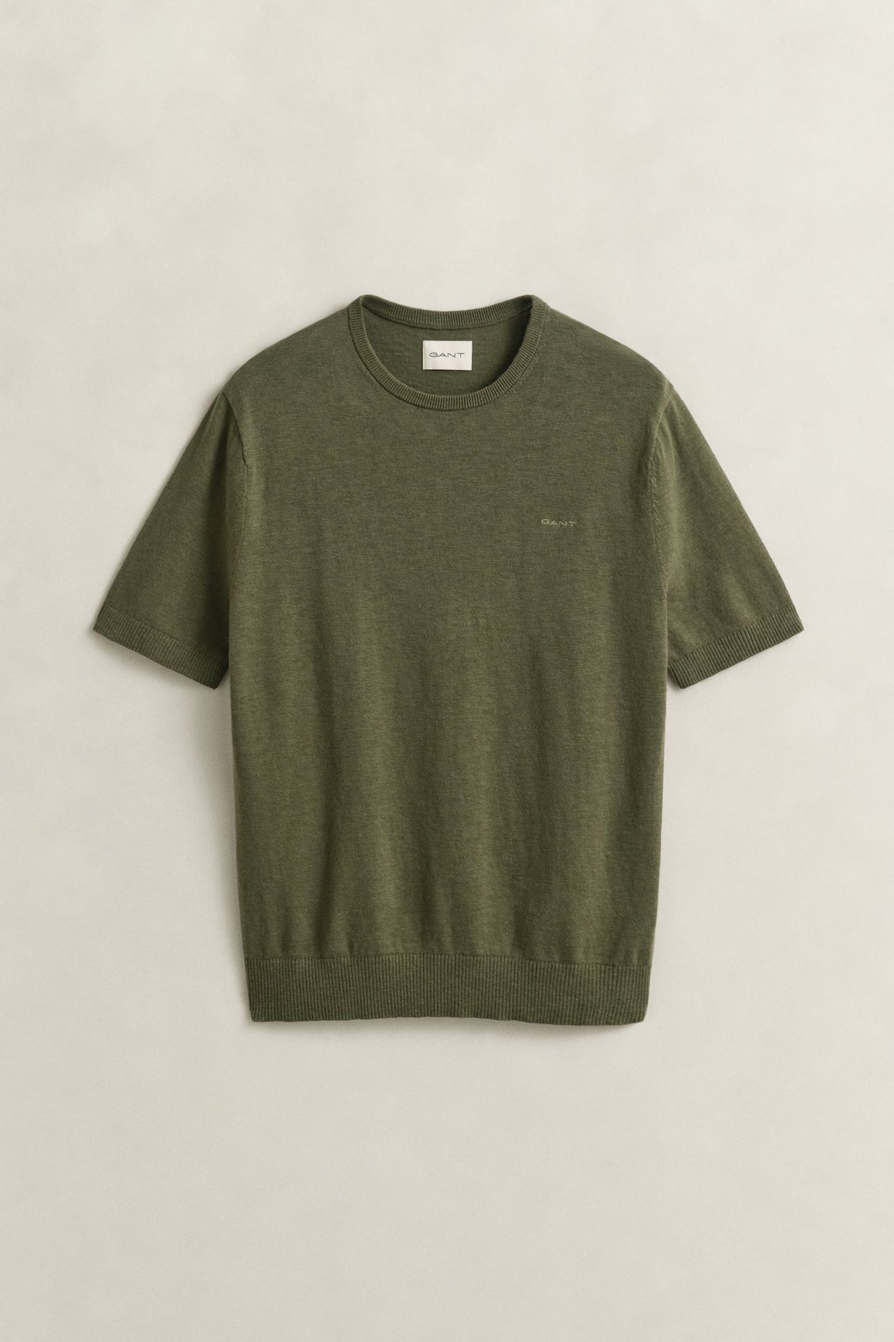SLUB COTTON LINEN SS C-NECK DRY HERB GREEN 4
