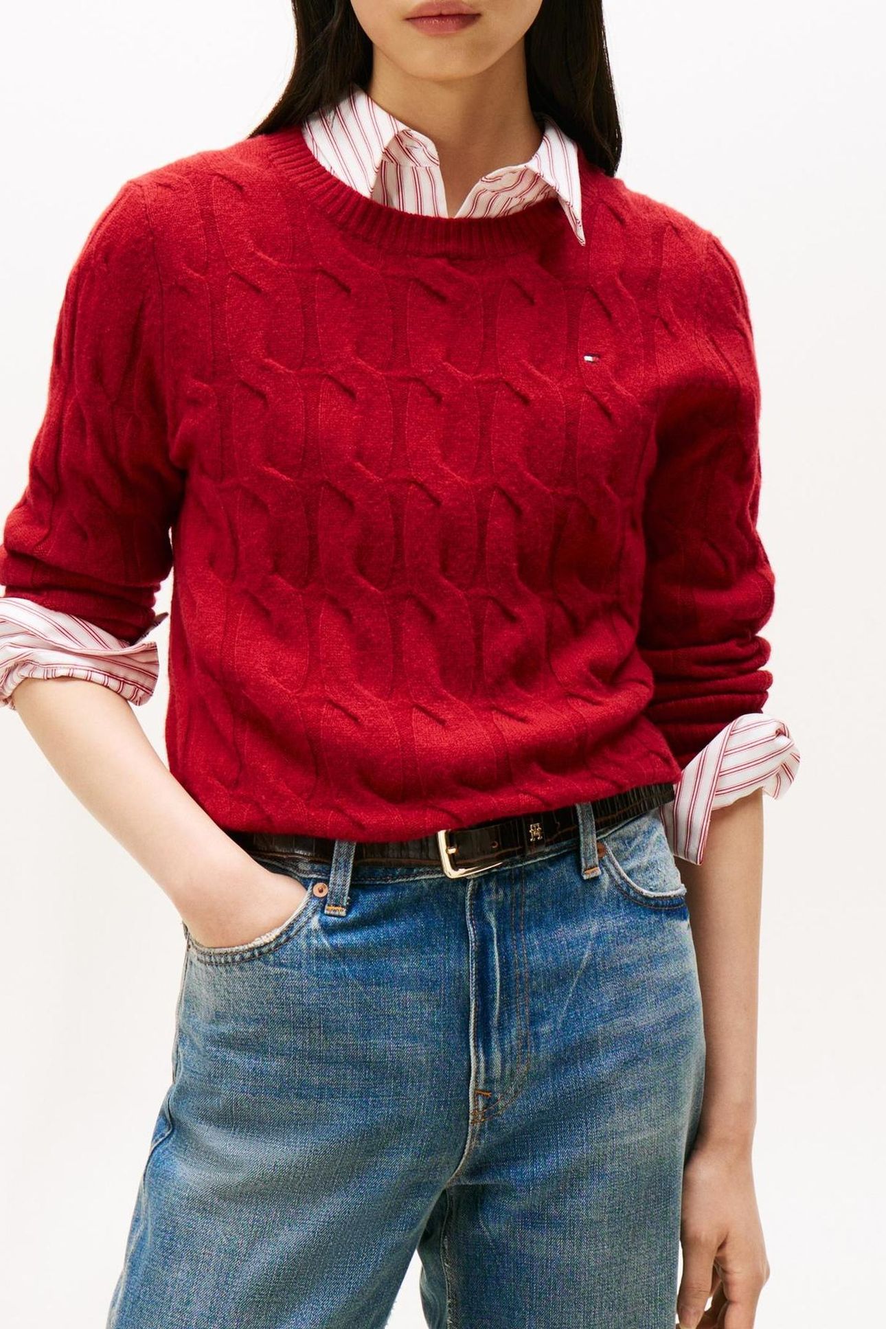 SOFT WOOL CABLE C-NECK REGATTA RED 1