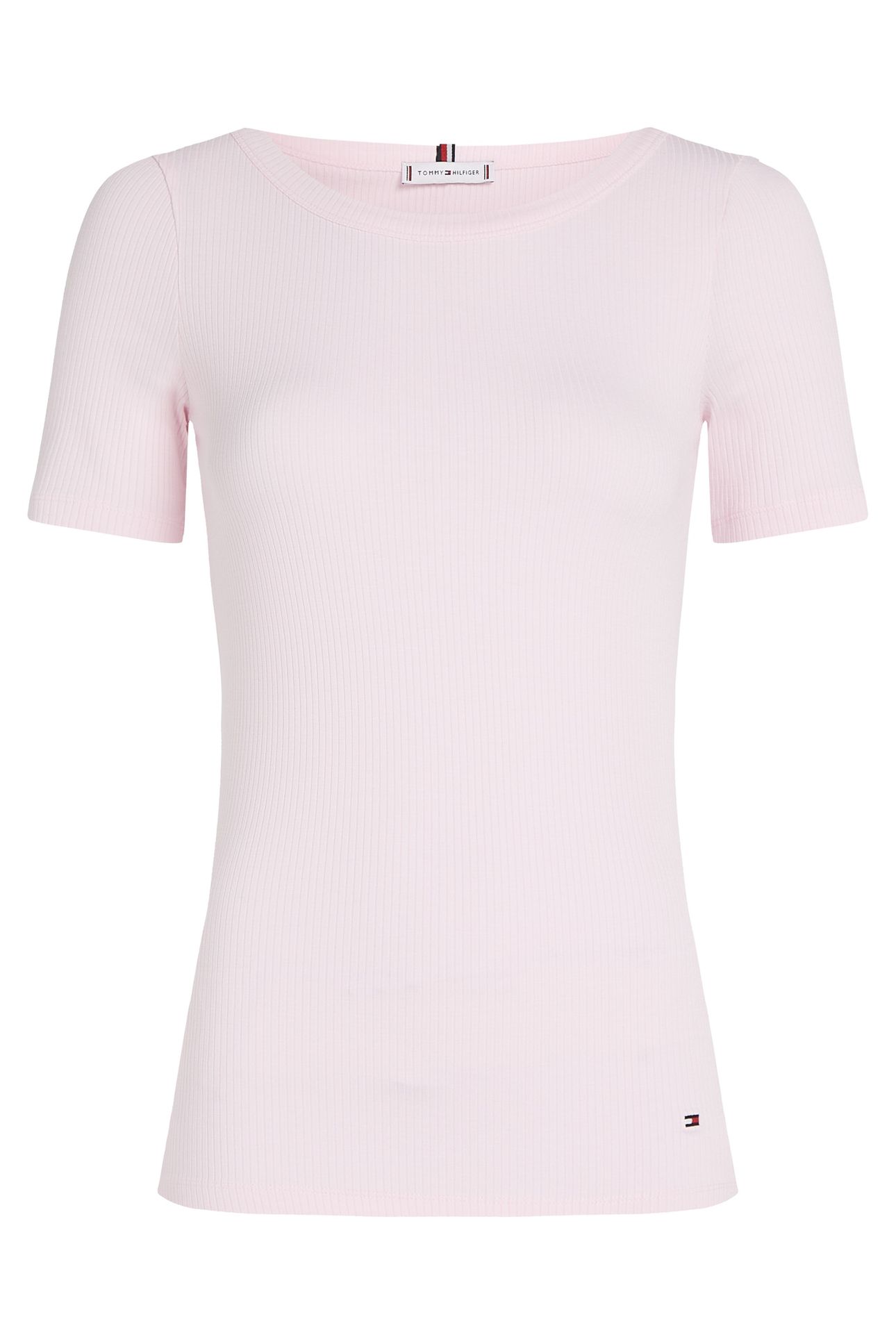 SLIM 5X2 RIB C-NECK SS LIGHT PINK 4