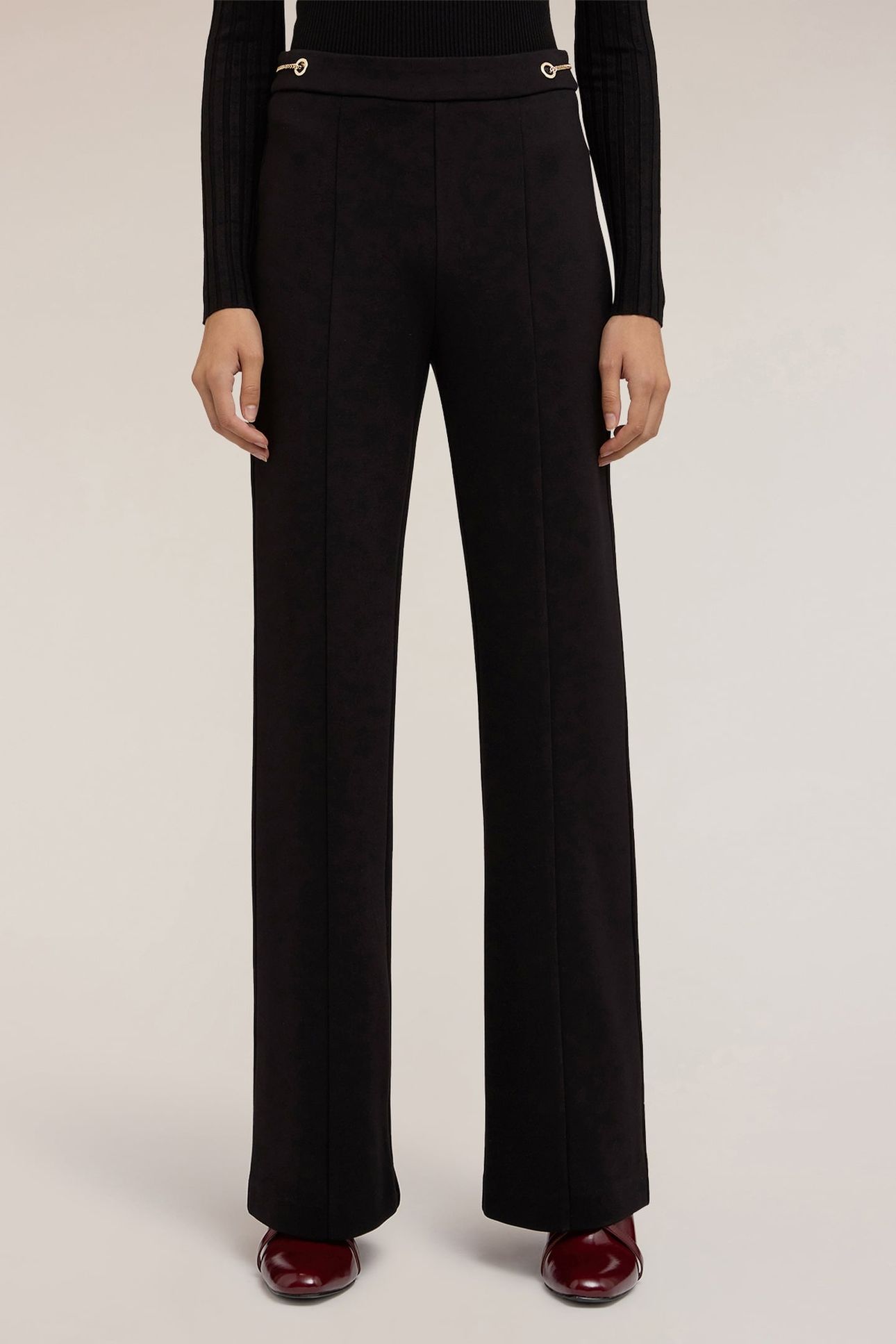 FLARE PANTS WITH EYELET PATTERN BLACK 2