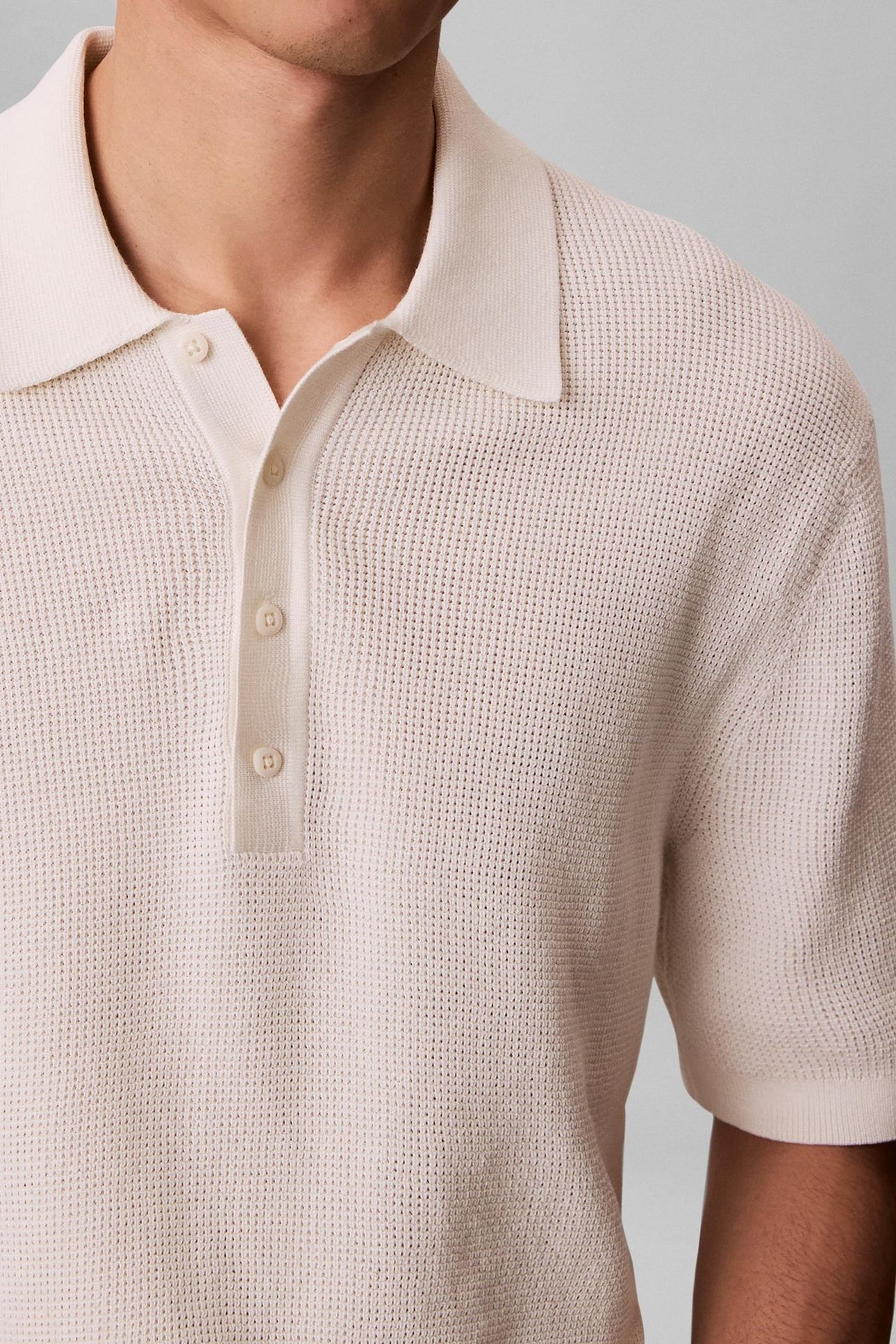 SS COTTON WAFFLE POLO TOFU 4