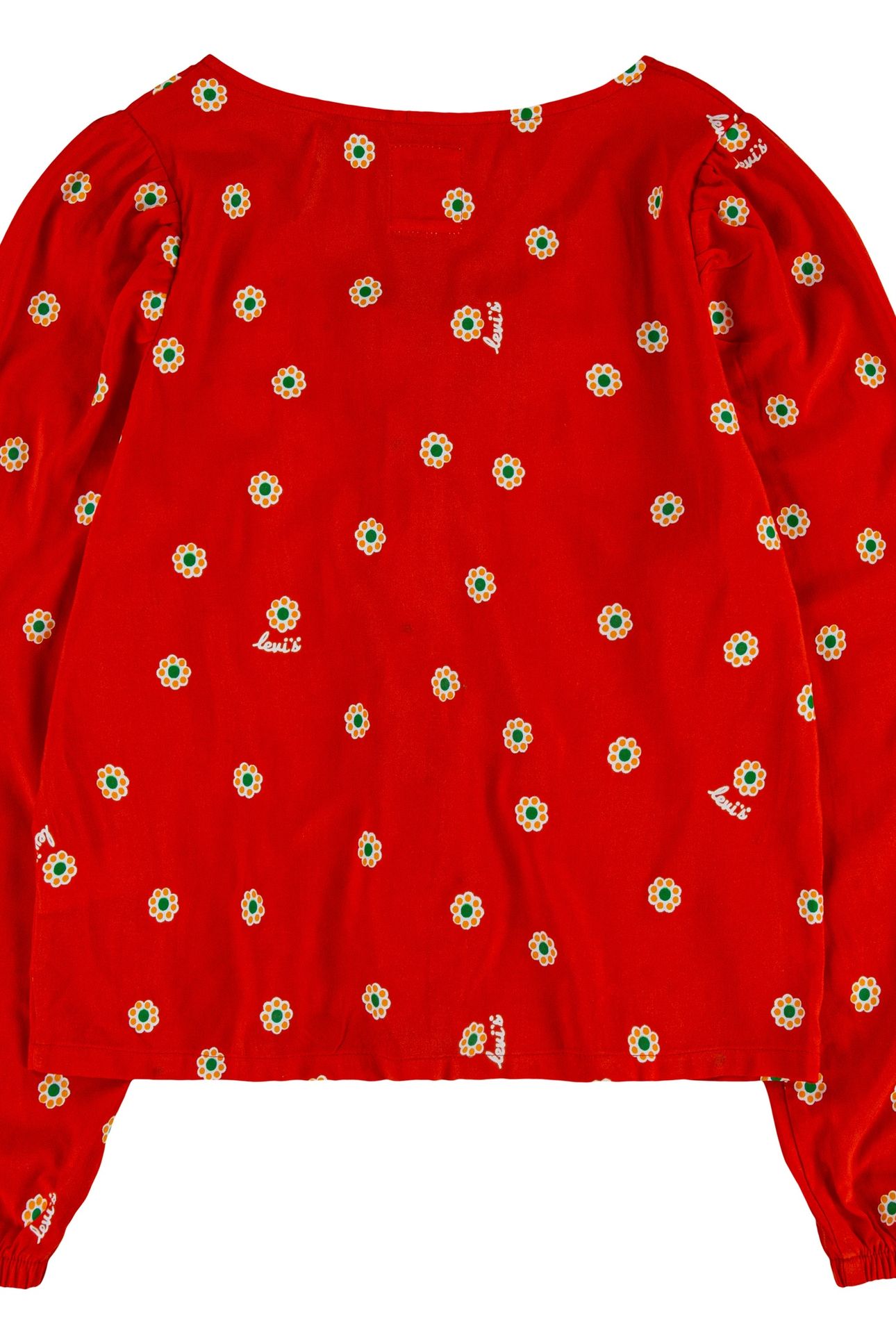 GIRLS WOVEN LONG SLEEVE TOP ENAMEL ORANGE 2
