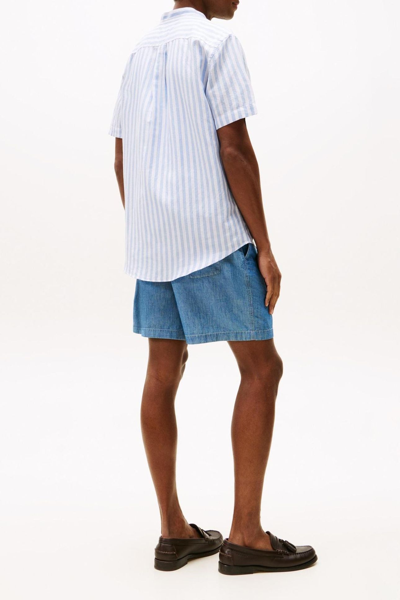LINEN BLEND MAO SHIRT BREEZY BLUE/WHITE 3
