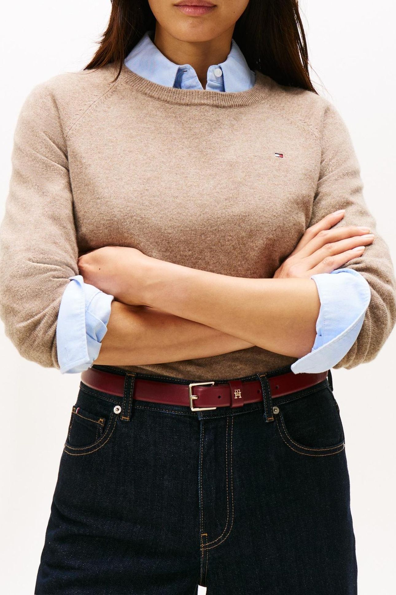 WOOL CASH C-NECK LOOSE SWEATER HEATHERED TAUPE 3