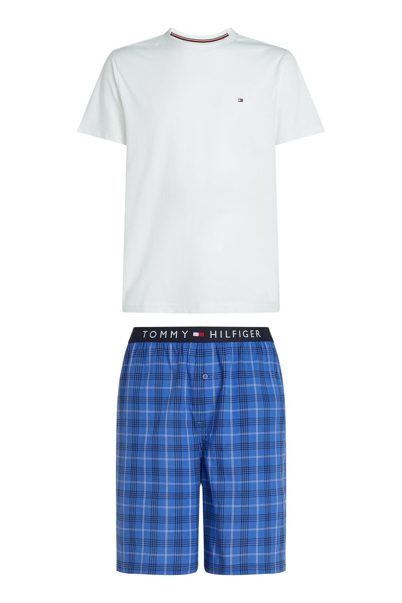 SS WOVEN PJ SET WHITE/GRID PLAID 4