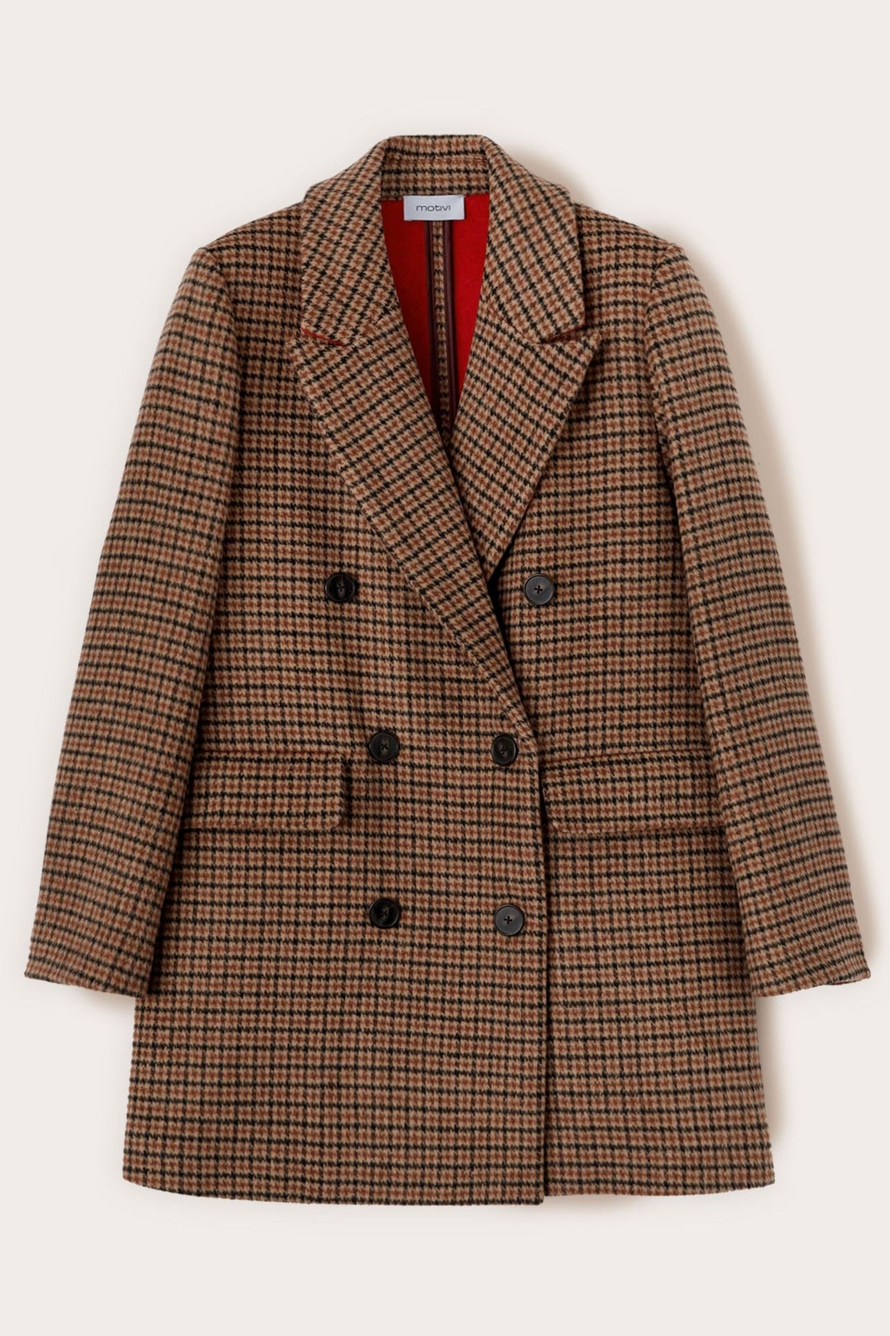 SLIM FIT COAT WITH CHECK PATTERN BROWN 4