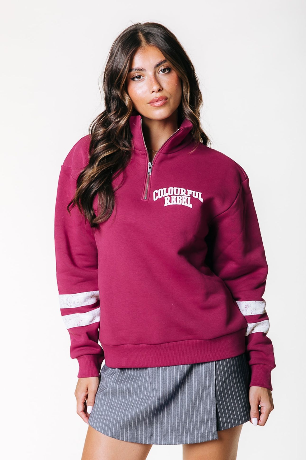 VARSITY LOGO RELAXED ZIP SWEAT BORDEAUX 1
