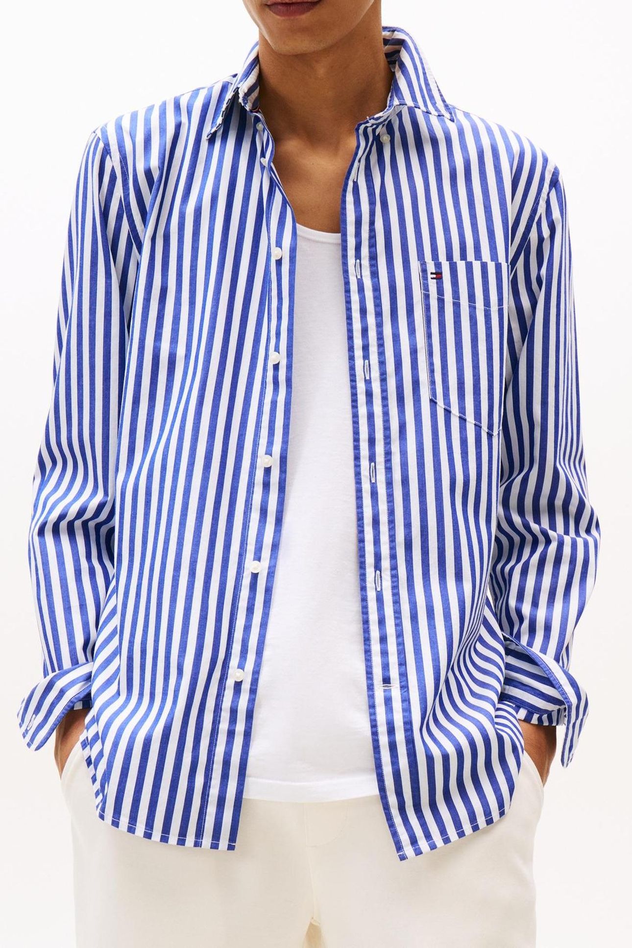 FLEX POPLIN BOLD SHIRT WEDGE BLUE/STRIPE 4
