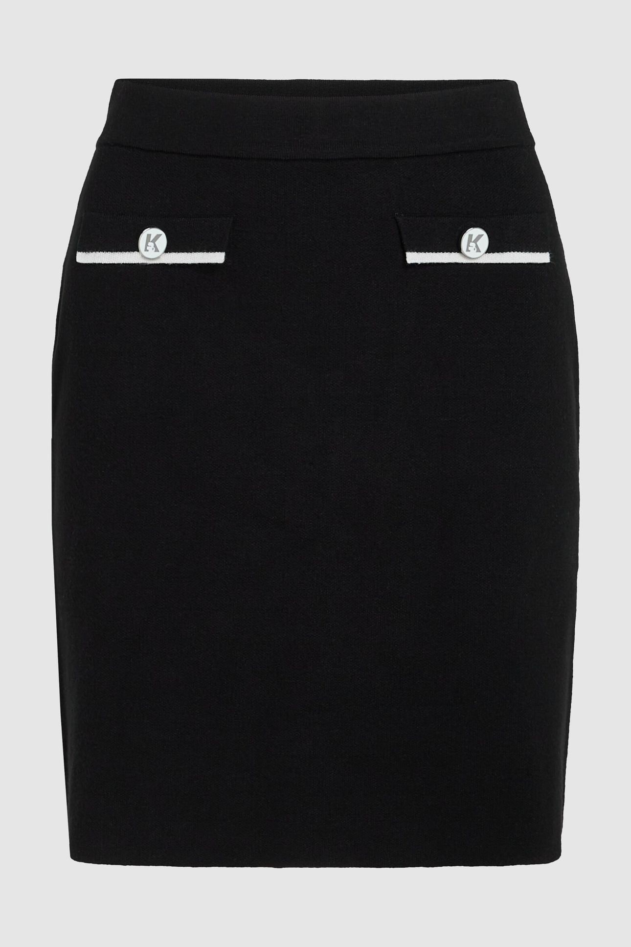 FANCY BUTTONS KNIT SKIRT BLACK 1