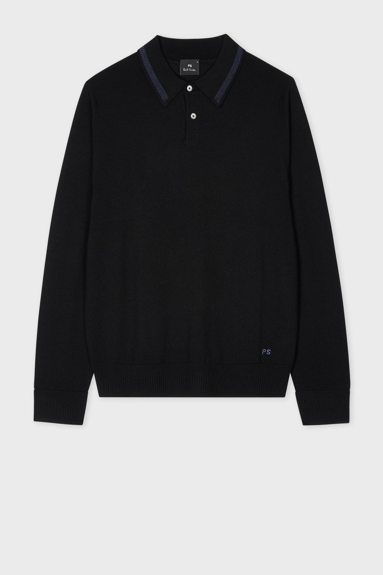 MENS SWEATER LS POLO BLACK 1