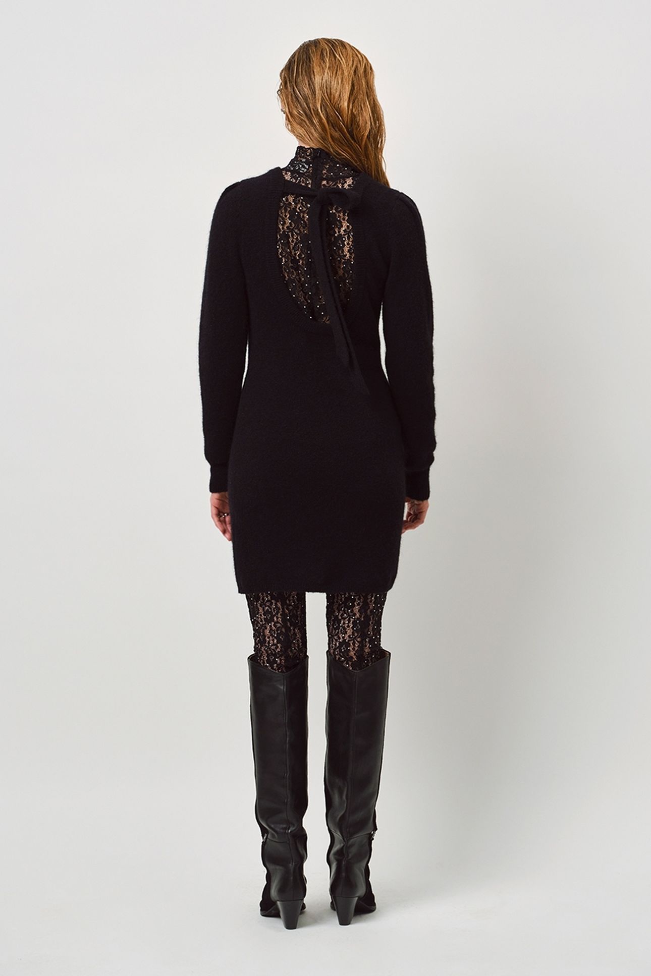 DANTE6-SIENNA KNITTED BOW DRESS RAVEN 2