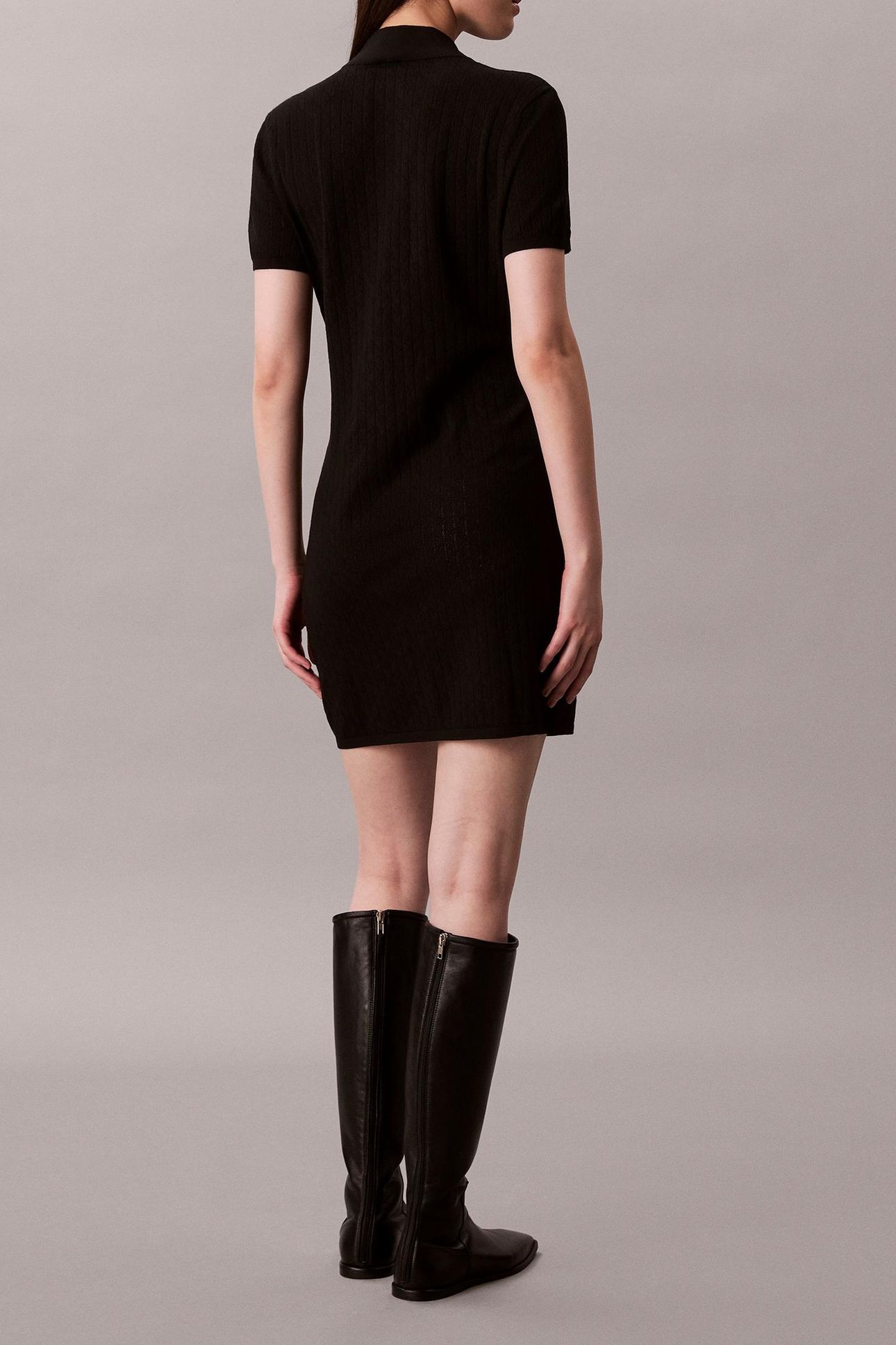 SPORTY 1/4 ZIP MINI DRESS BLACK 2