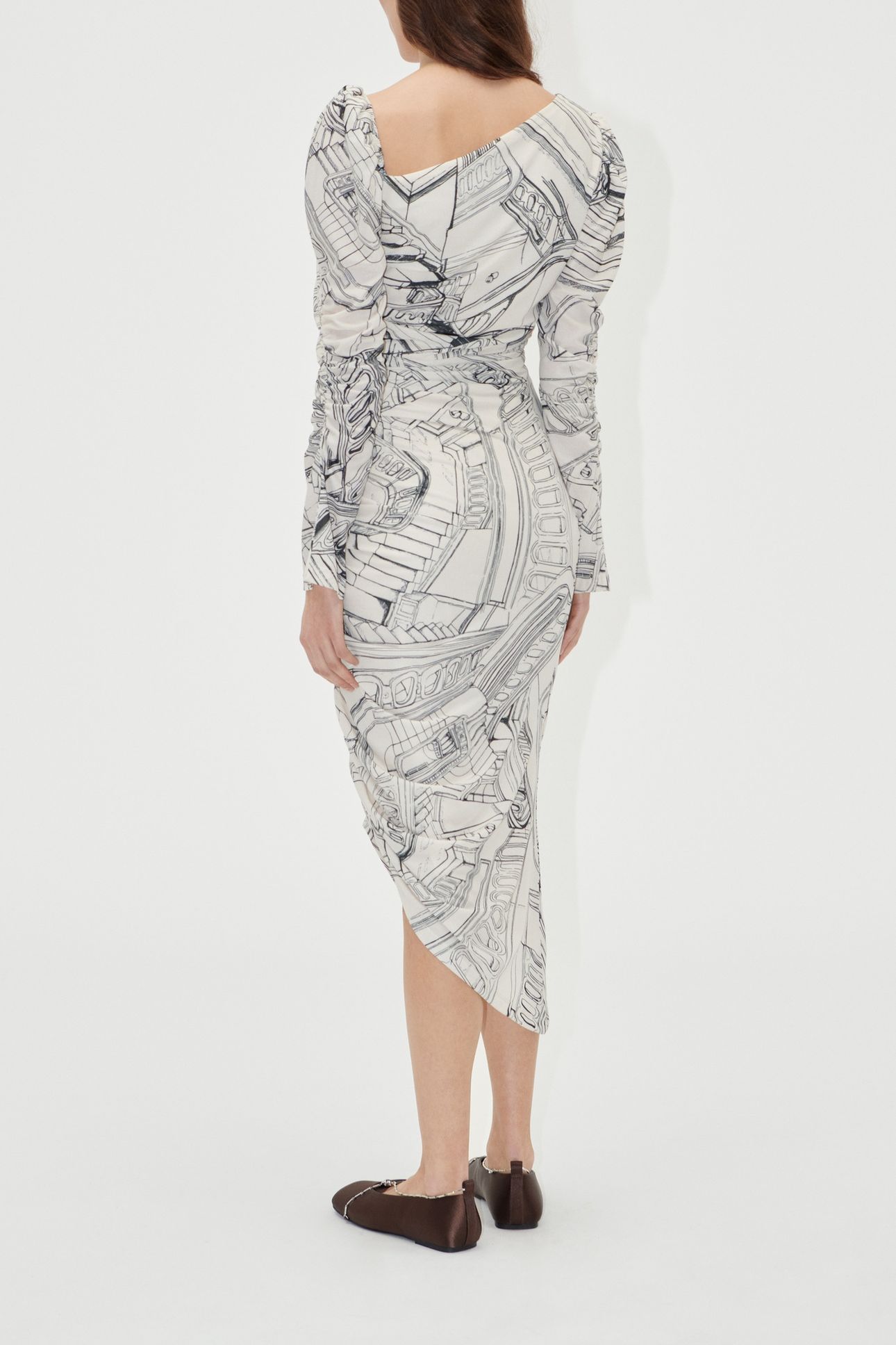 ROUCHED MIDI DRESS FINELINE STAIRCASE 2