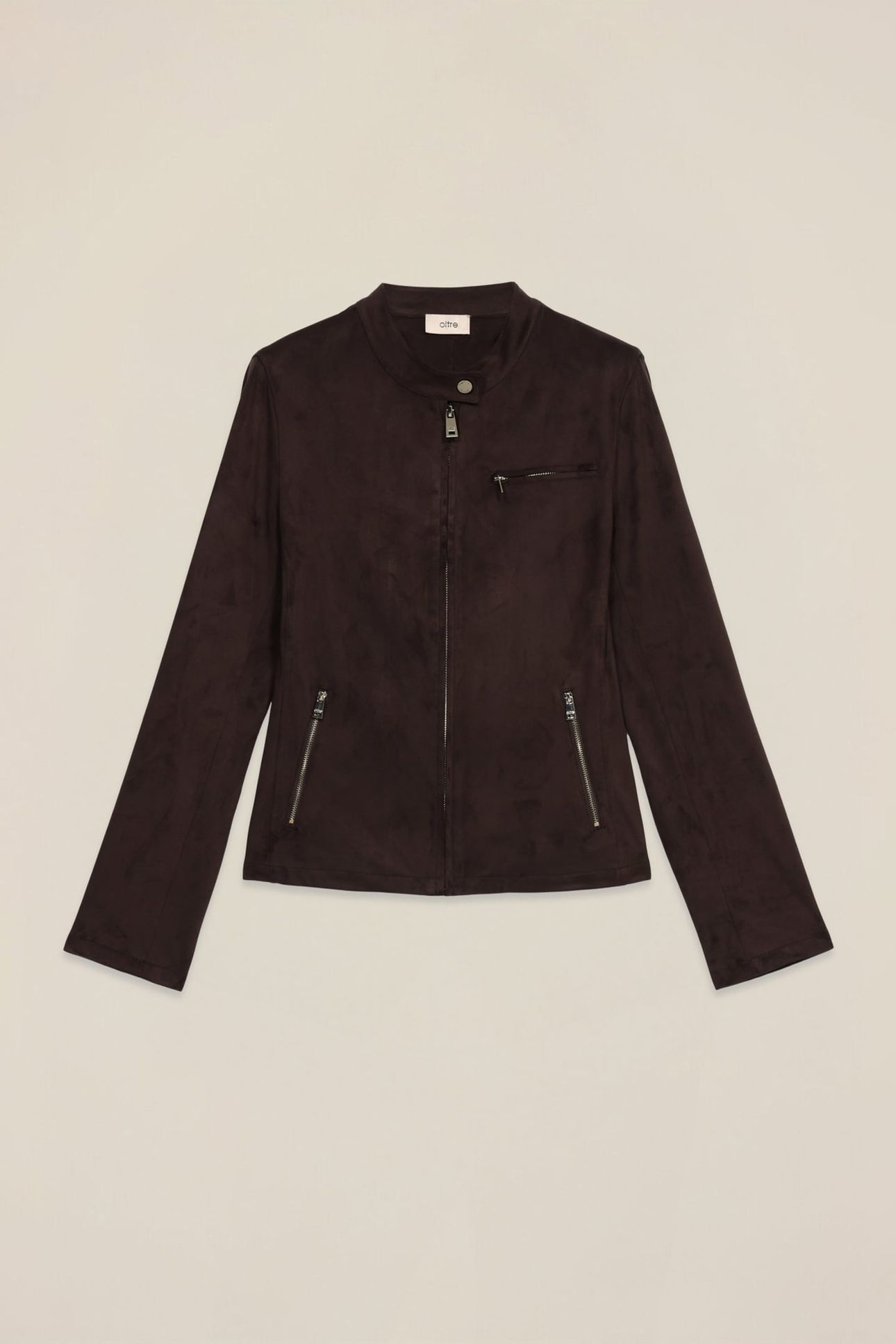 SHORT SUEDE-EFFECT JACKET BROWN 4