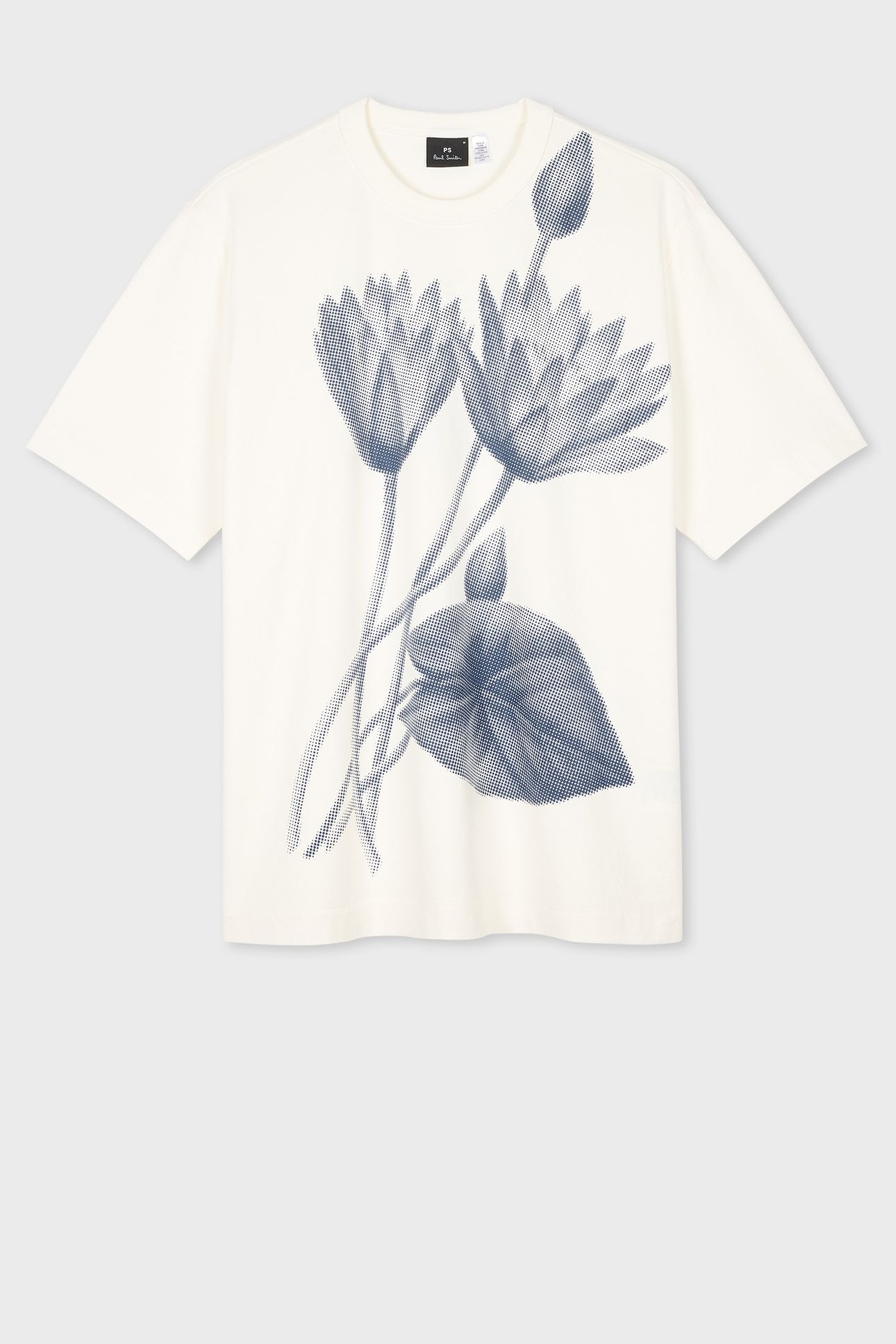 MENS SS REG FIT TSHIRT 1/2 TONE FLORAL OFF WHITE 4