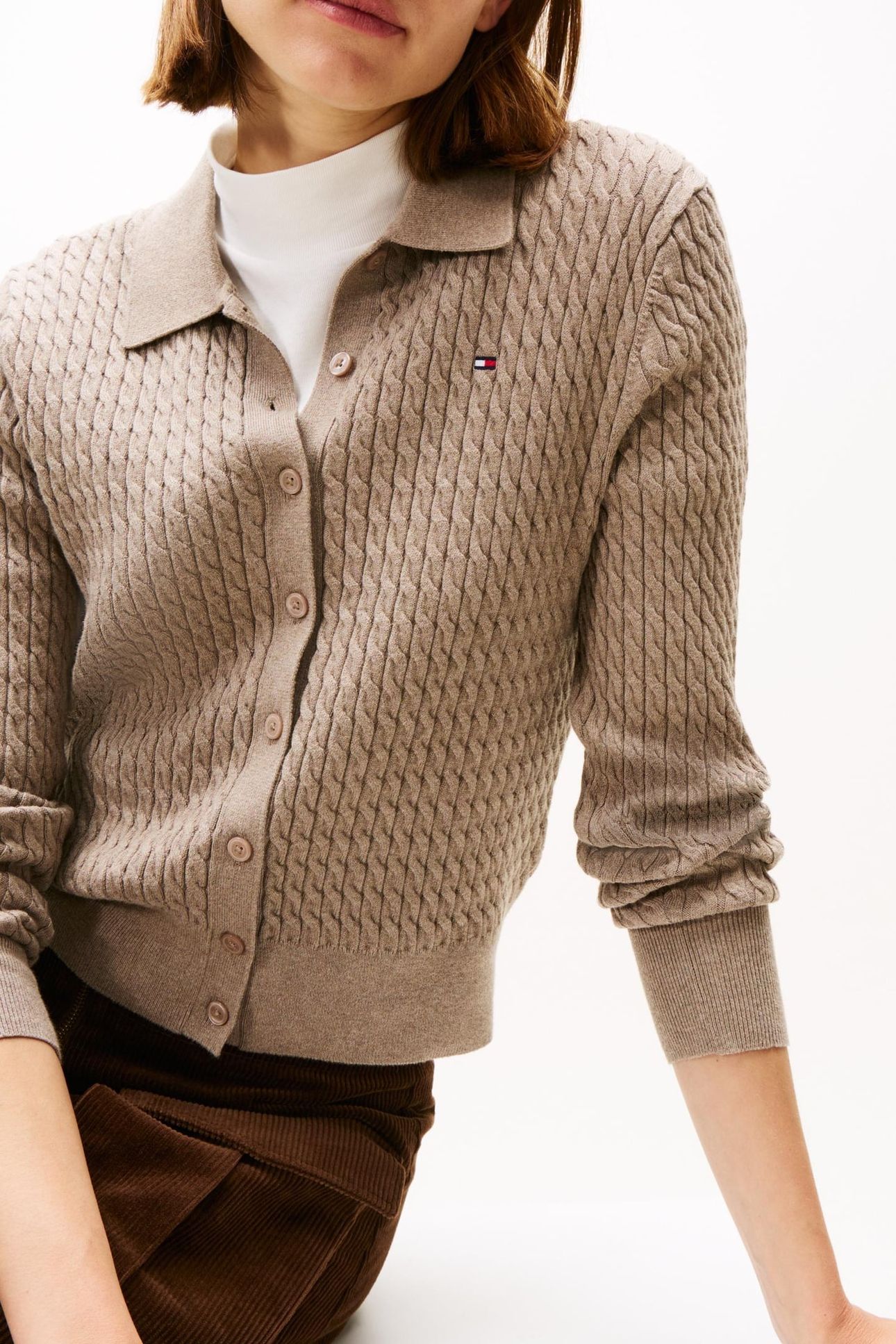 CO CABLE FINE GG POLO HEATHERED TAUPE 5