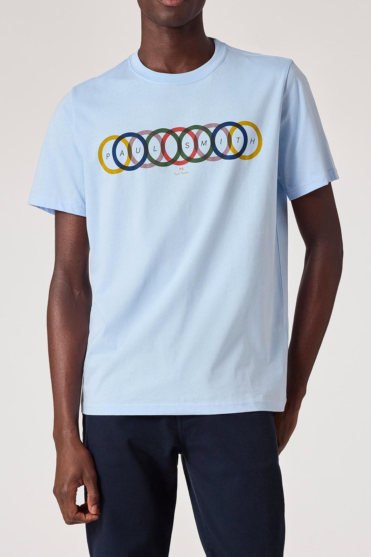 MENS REG FIT T SHIRT MULTI CIRCLES LIGHT BLUE 1