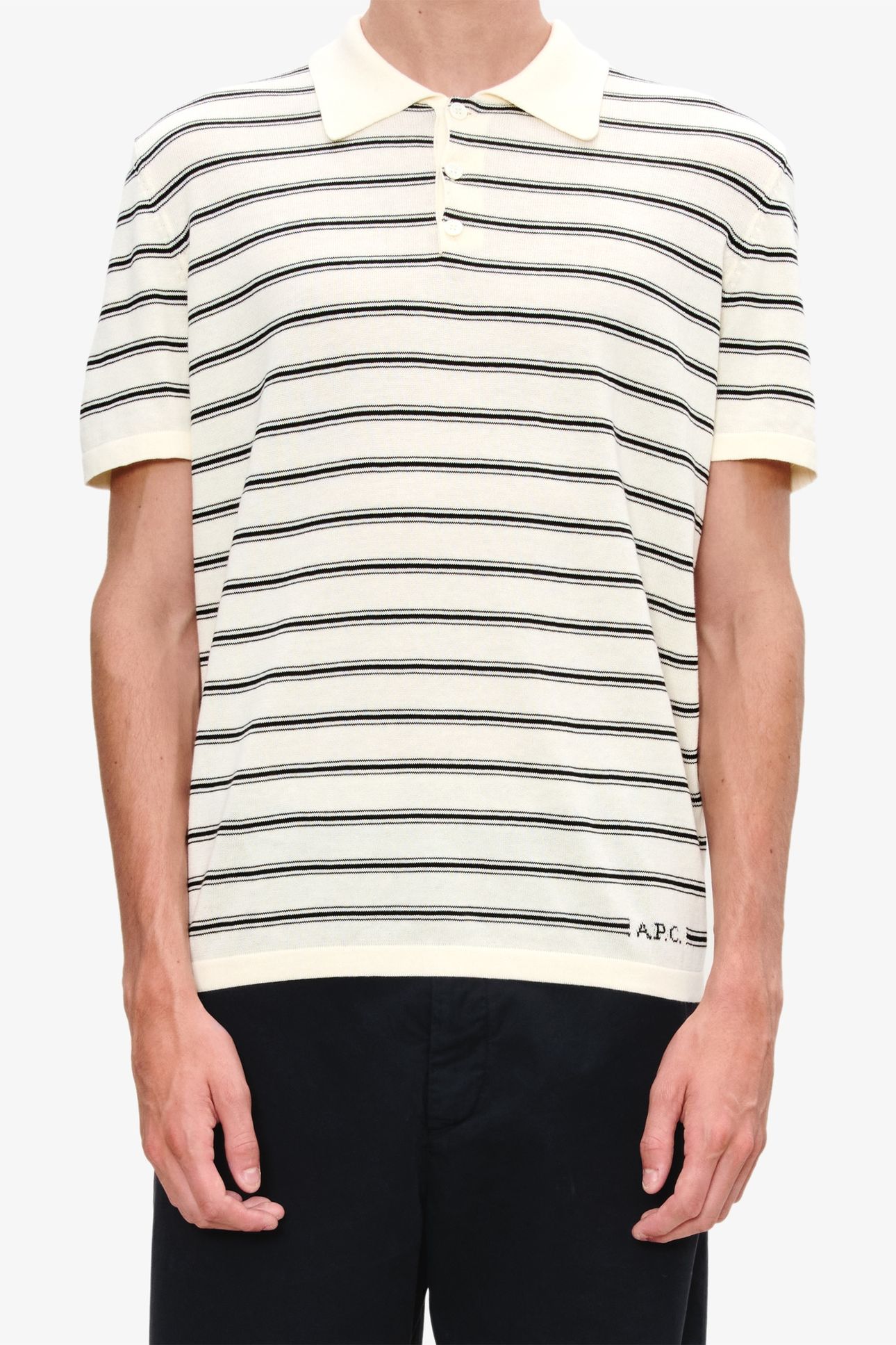 UNISEX POLO ECRU/BLACK 1