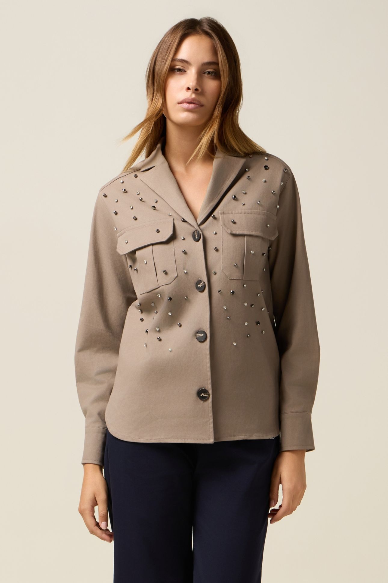 SHIRT JACKET WITH PATCH POCKETS BEIGE 1