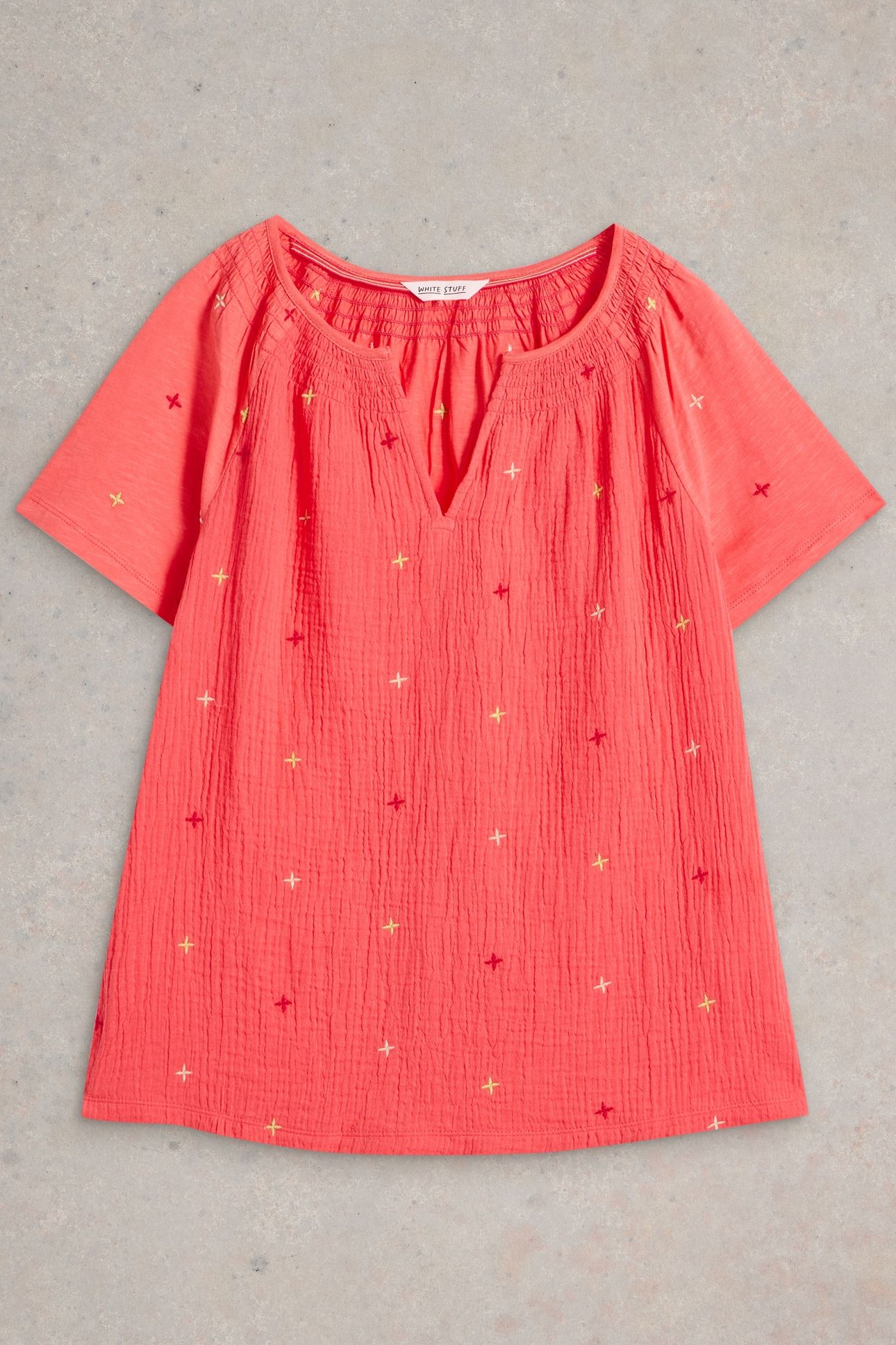 LUELLA EMBROIDERED TOP CORAL MULTI 4