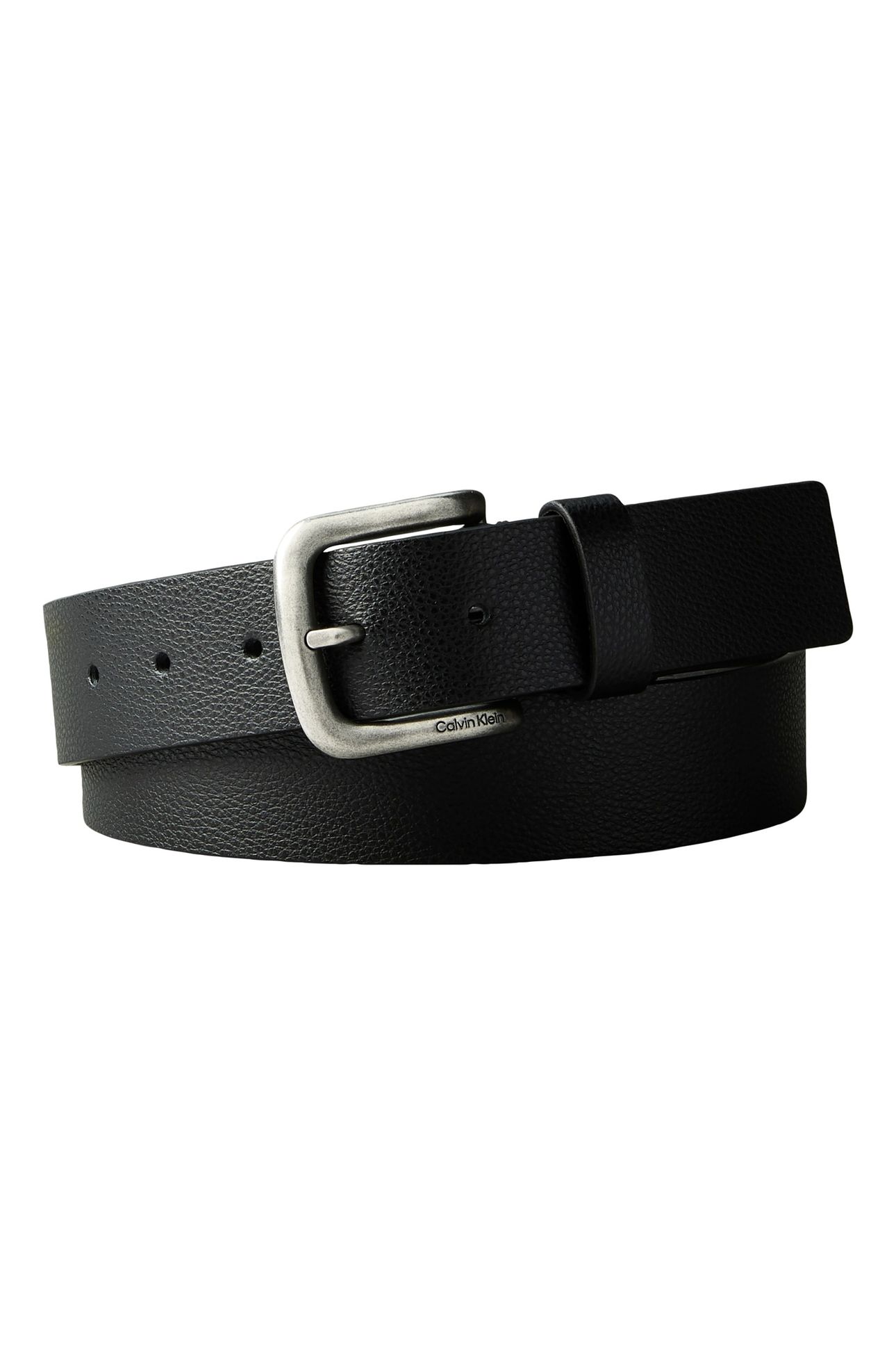 ROUND BUCKLE PEBBLED BELT BLACK/ANTIQUE SILVER 1