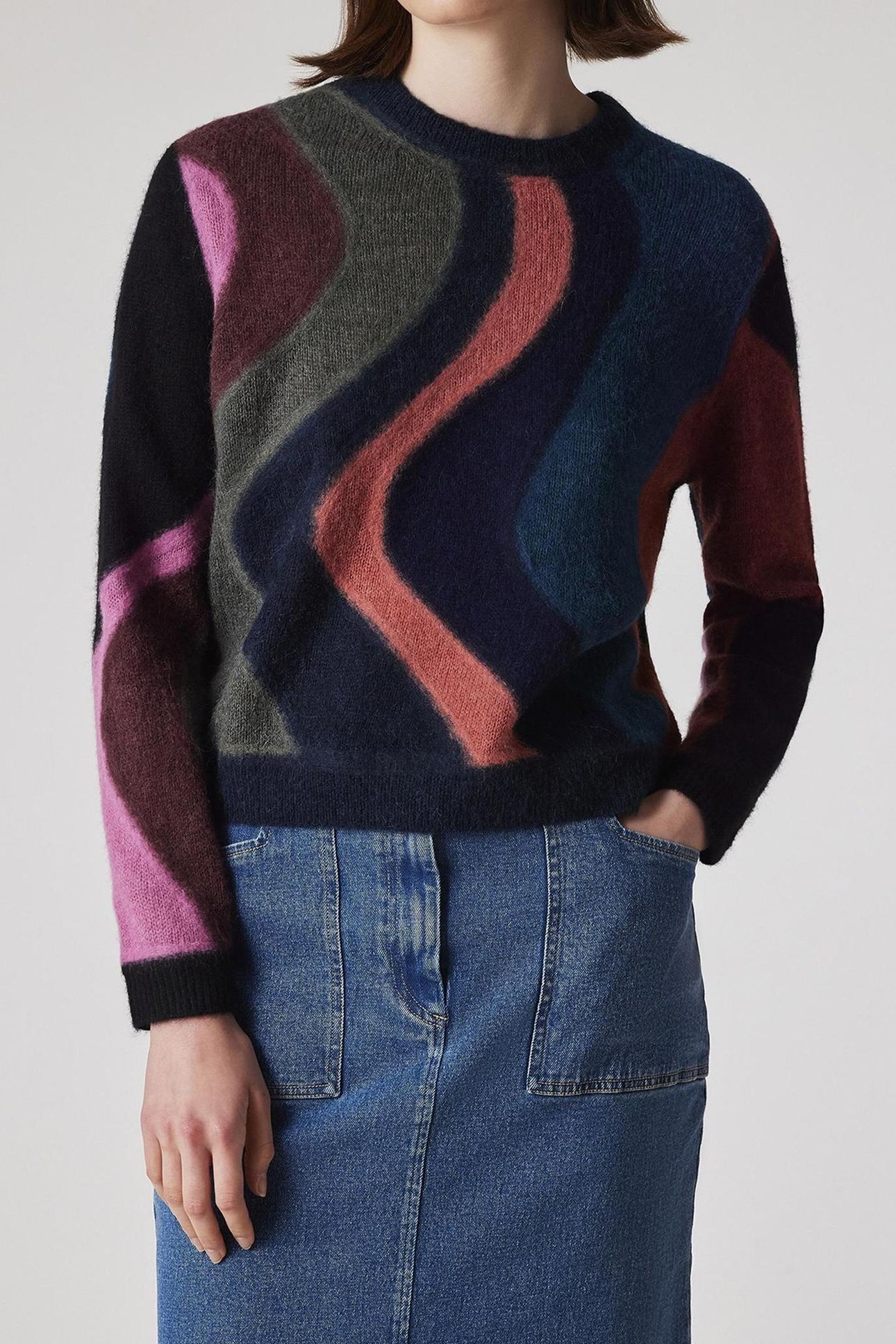 WOMENS KNITTED SWEATER CREW NECK BLACK 1