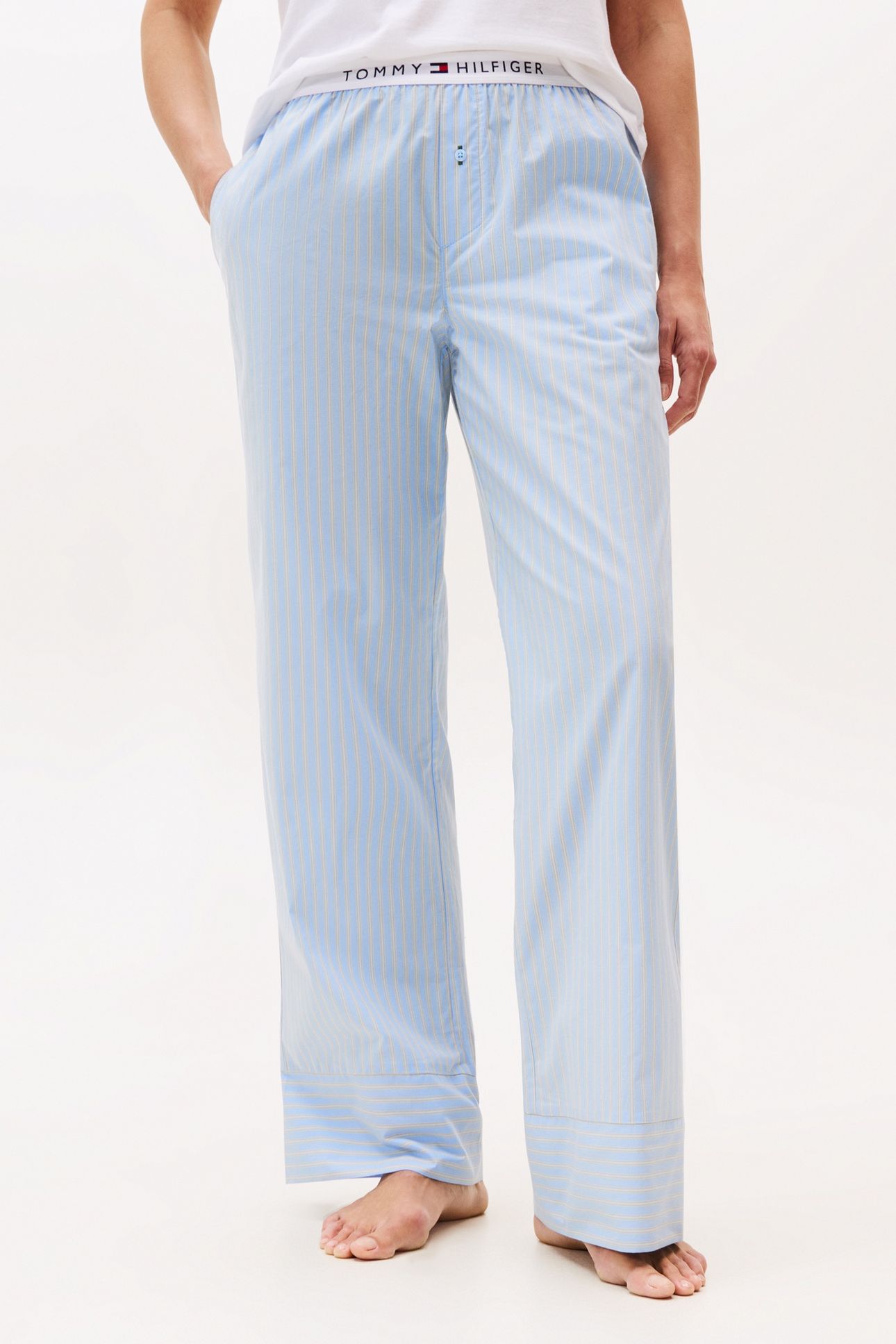 STRIPE POPLIN PANTS SILE VESSEL BLUE 2