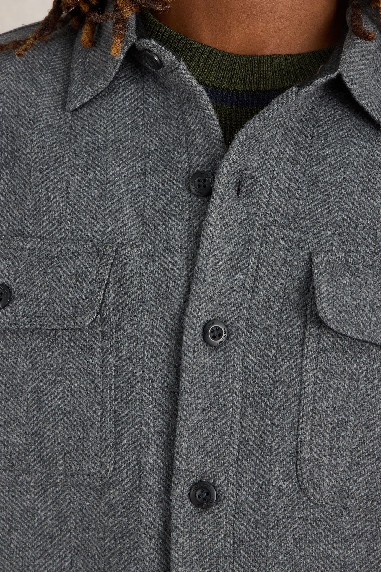 DARWEN HERRINGBONE OVERSHIRT GREY MULTI 4