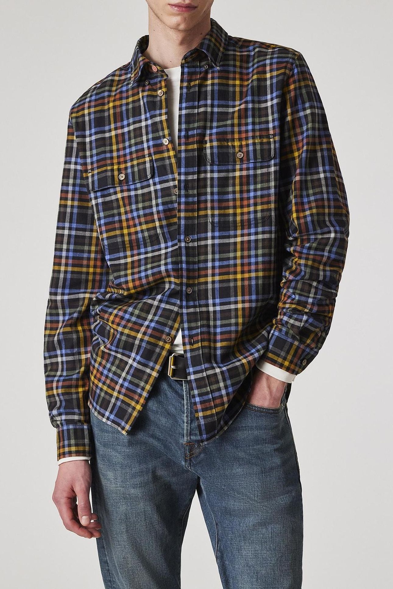 MENS LS REGULAR FIT BD SHIRT MULTI COLOURED 1