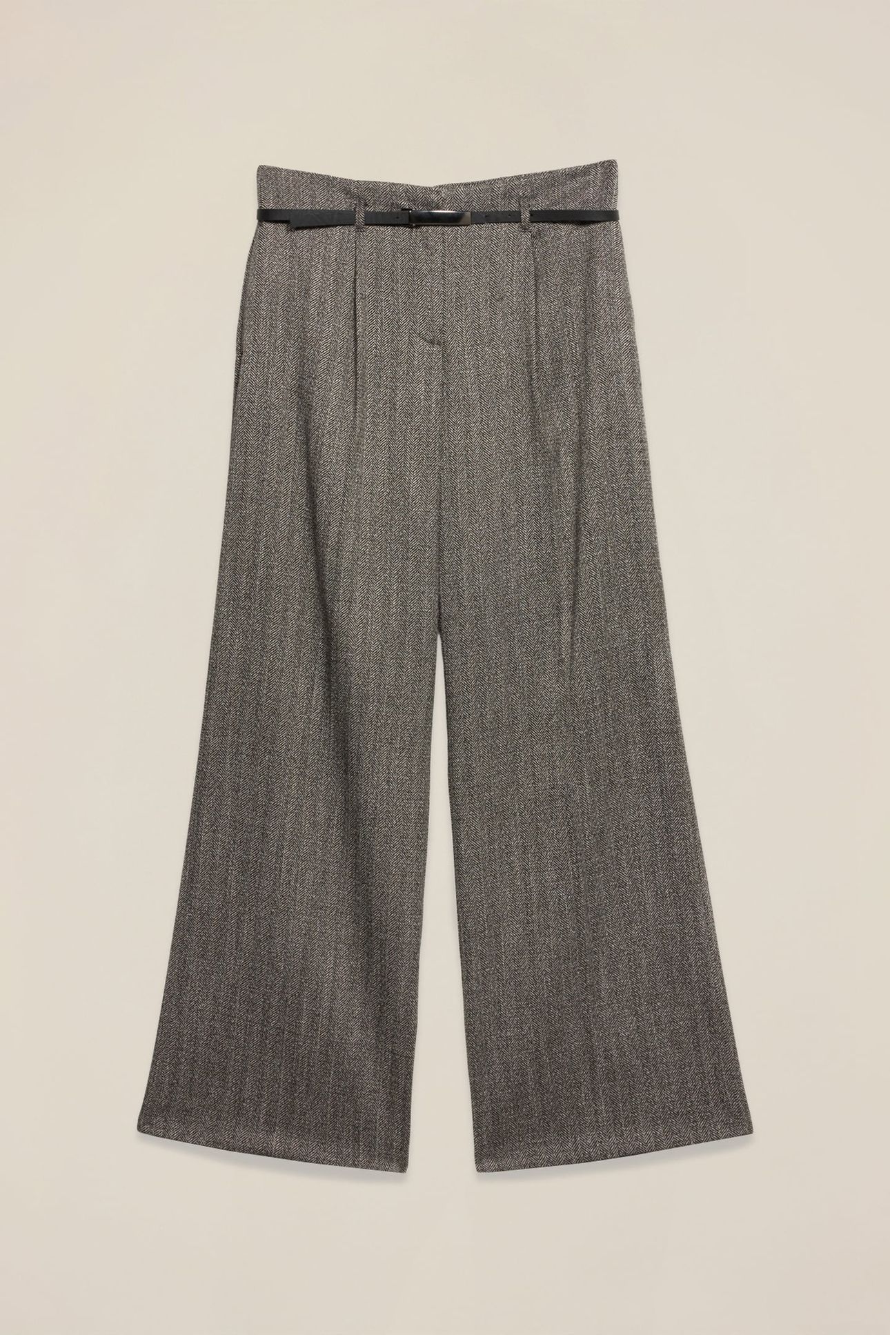 PINSTRIPED FLANNEL PALAZZO PANTS GREY 4