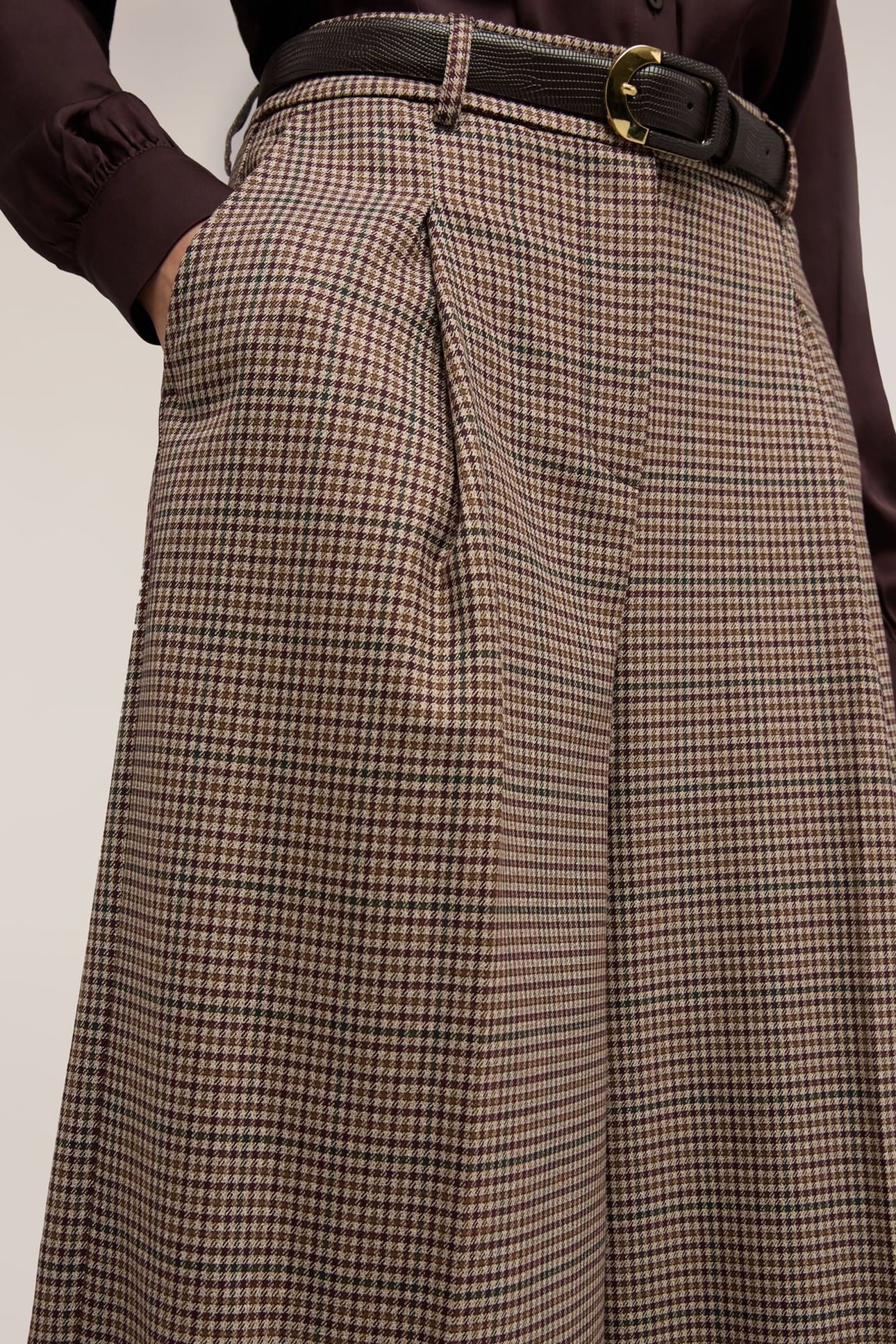 CROPPED TROUSERS IN YARN-DYED CHECK FANTASY BROWN 5
