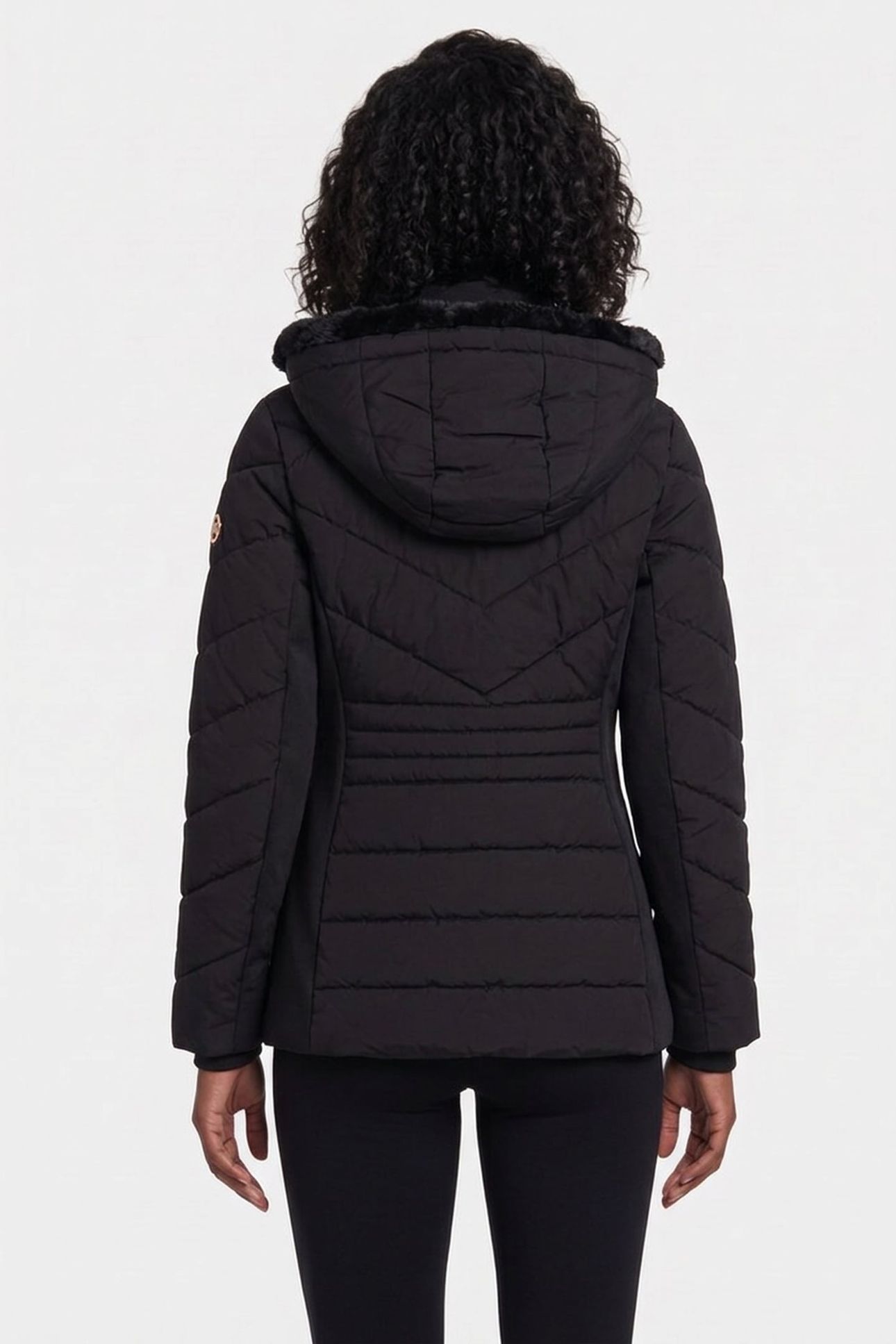 ZIP FAUX FUR COLLAR&HOOD BLACK 2