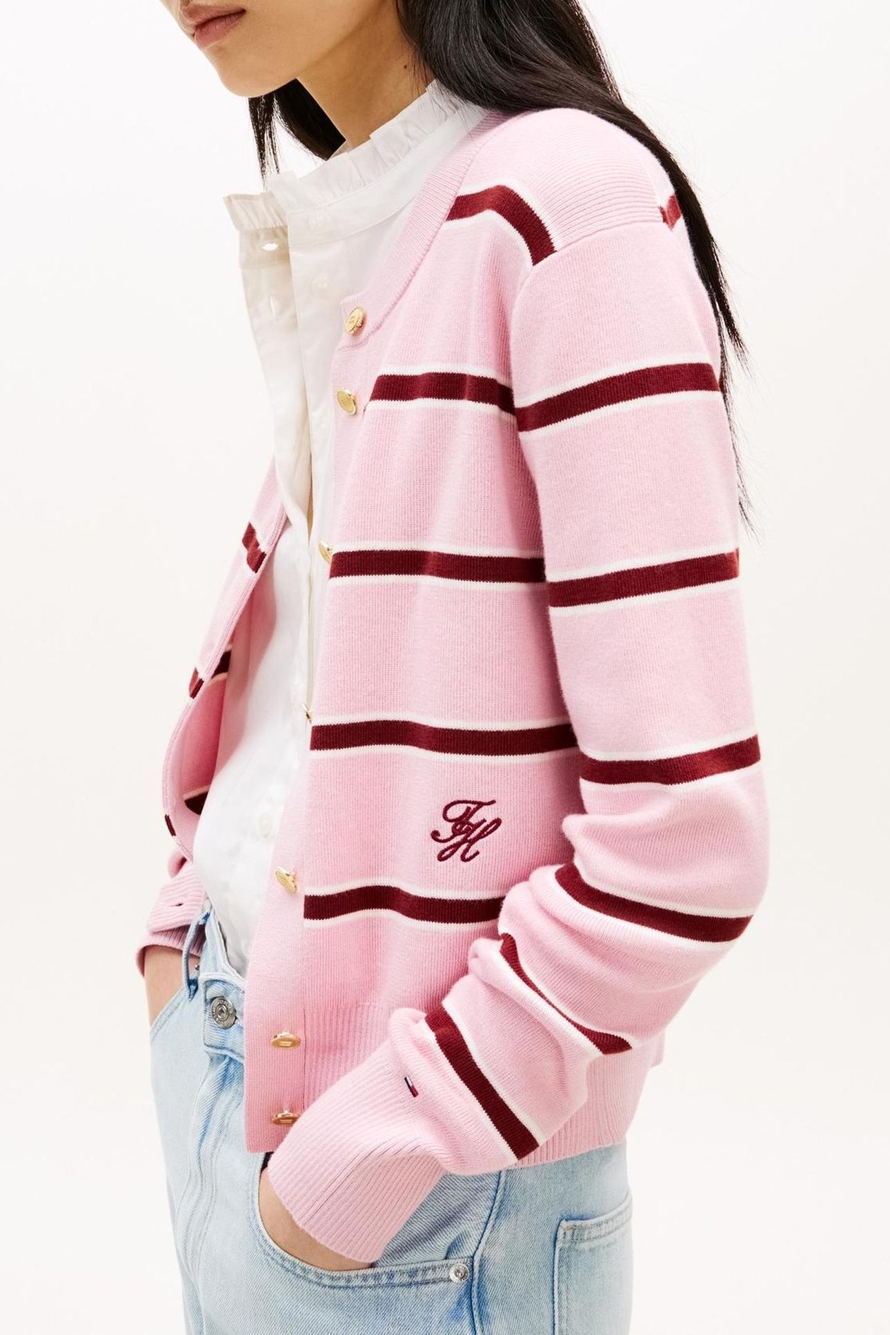 CO FULL NEEDLE C-NECK PINK/IVORY/LIBERTY RED 5
