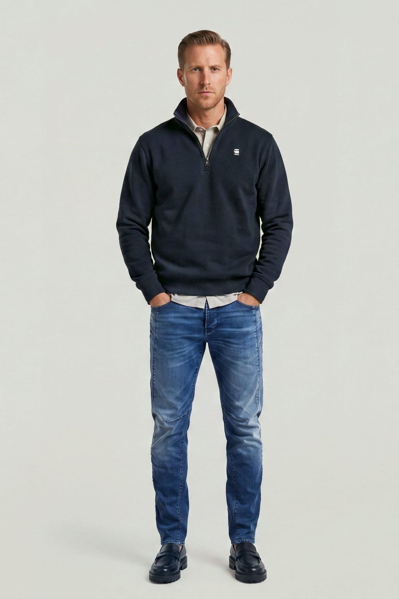 CORE ZIP STAND UP COLLAR SWEAT L/S BLUE 3